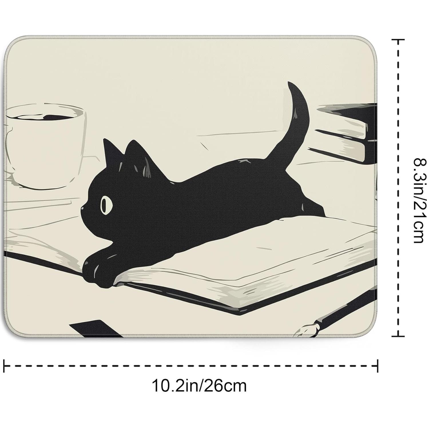 Alfombrilla de Ratón XSXXSC Kawaii Gato Negro 25.4x20.3cm