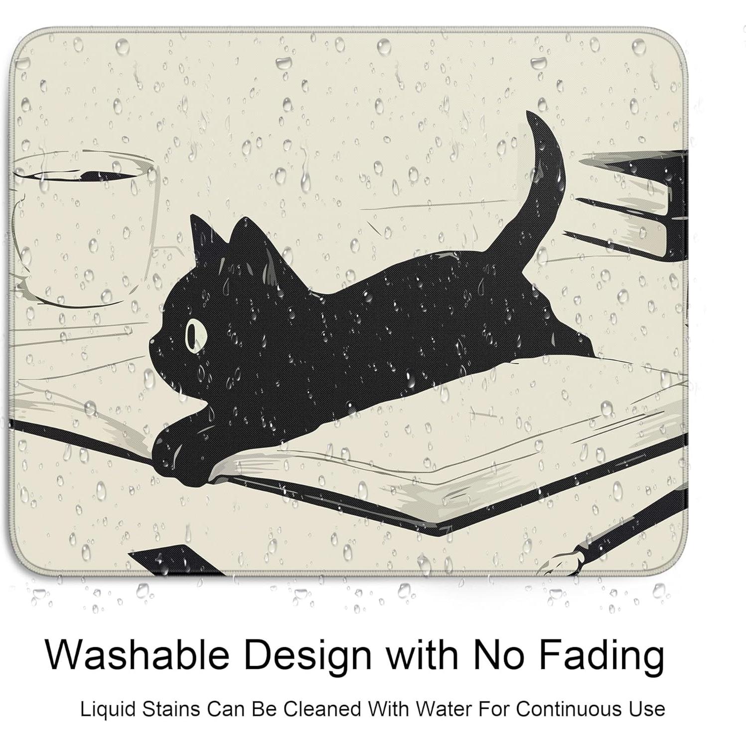 Alfombrilla de Ratón XSXXSC Kawaii Gato Negro 25.4x20.3cm