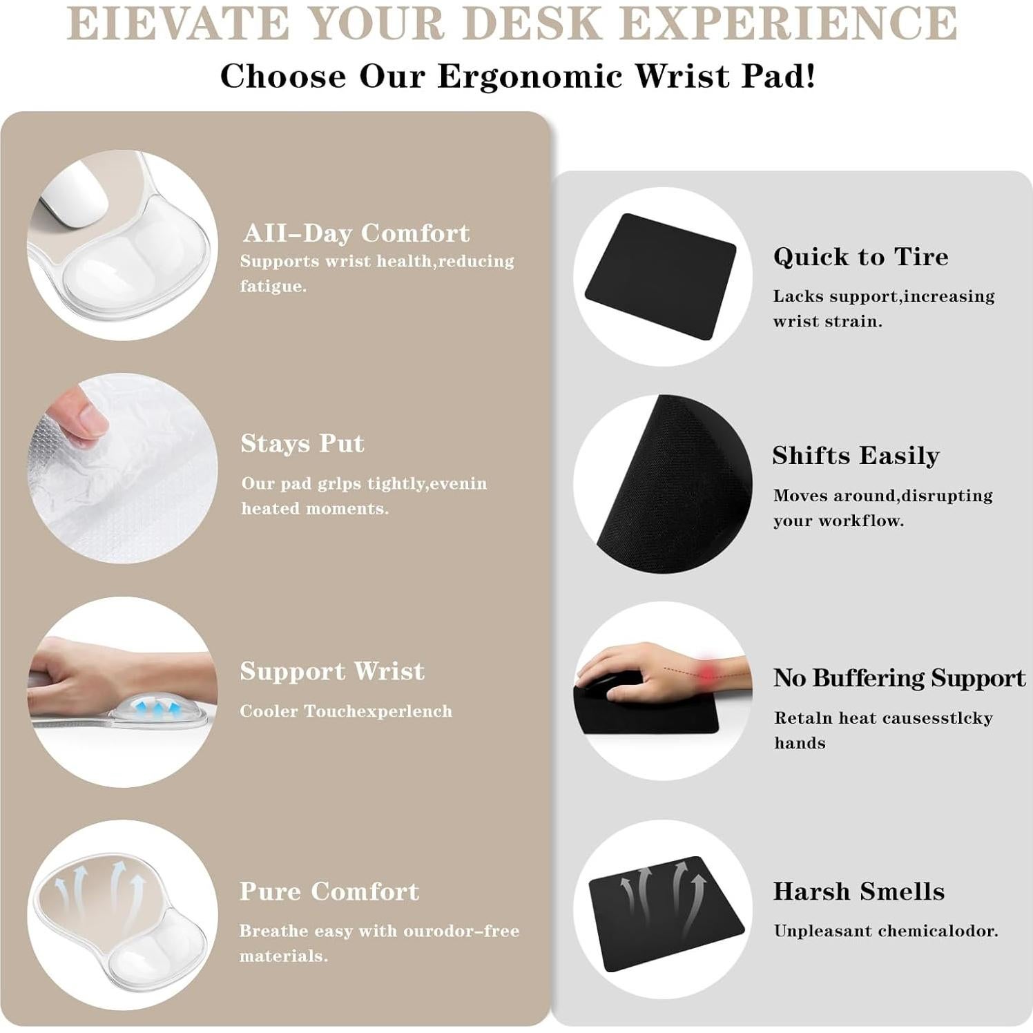 Alfombrilla de ratón ergonómica KEPUTAIER con reposamuñecas de gel