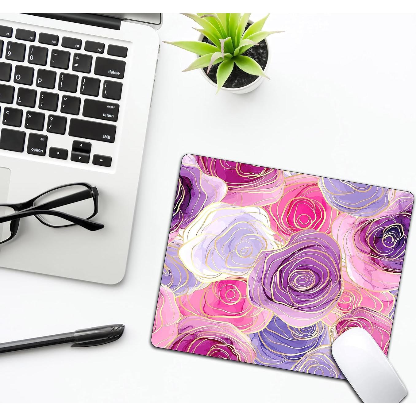 Alfombrilla de Ratón Floral Rosa Purpura EASTSMOOTH 24x20 cm