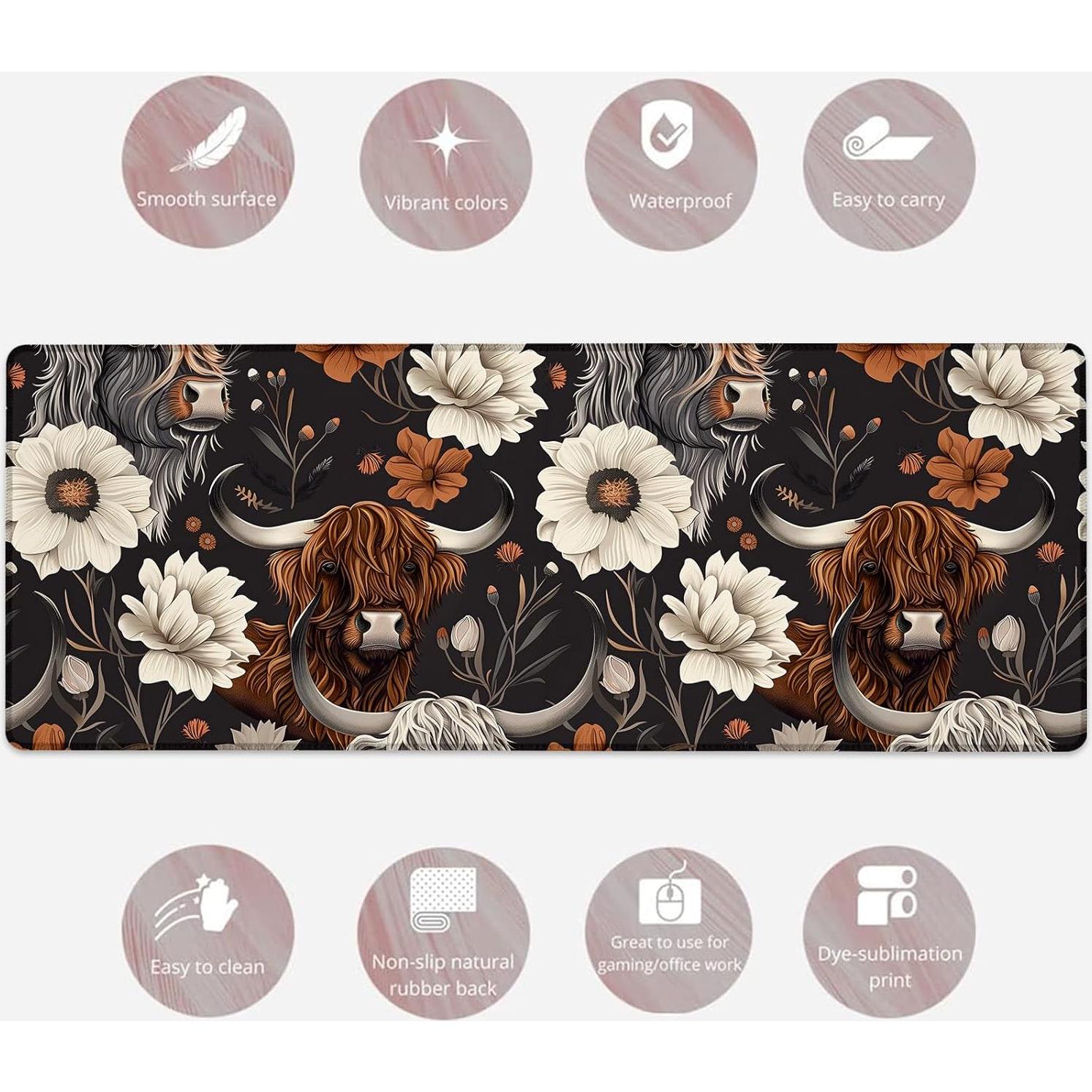 Alfombrilla de Ratón Genérico Vaca de las Tierras Altas 80x30cm