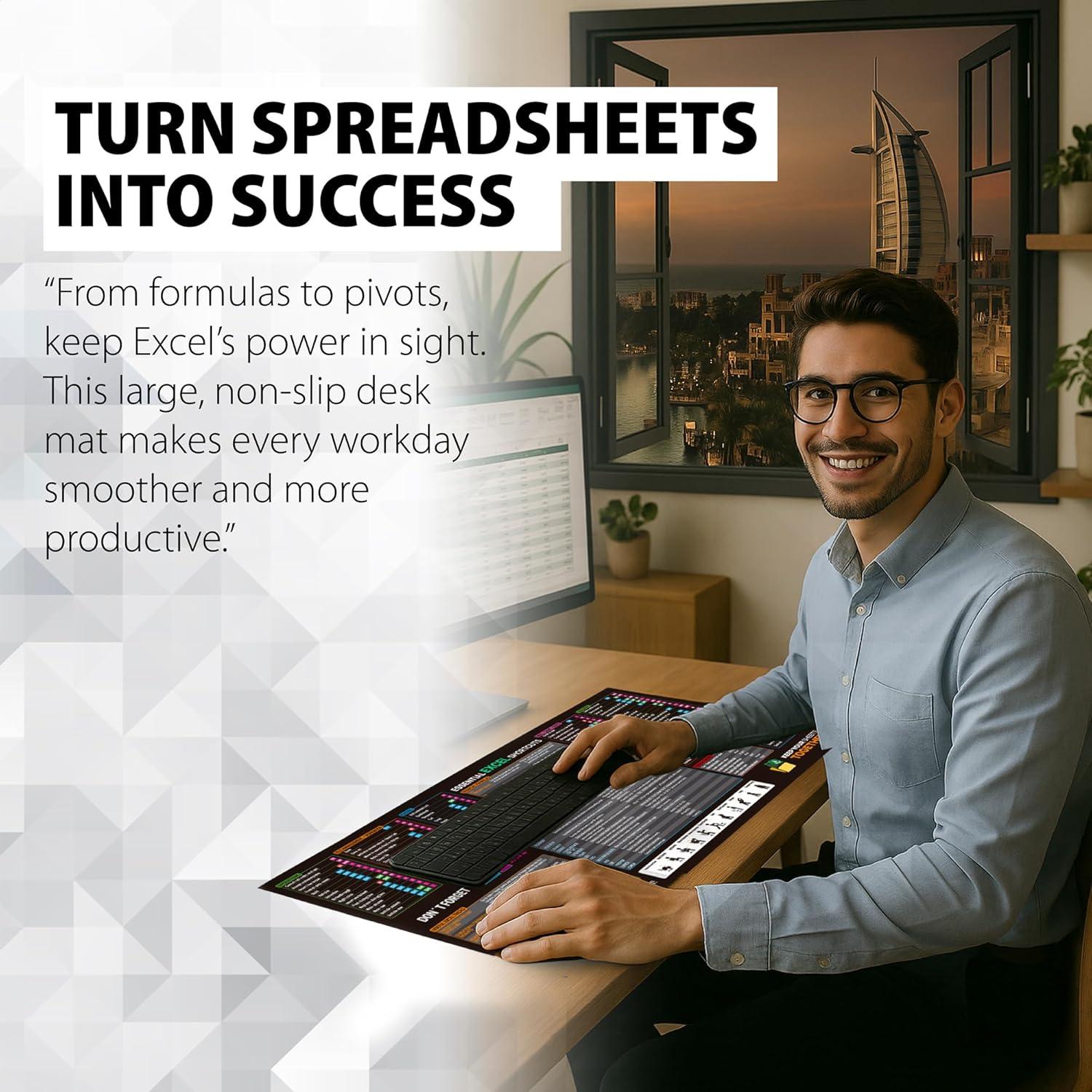 Alfombrilla de Ratón XXL EADMVET con Atajos de Excel