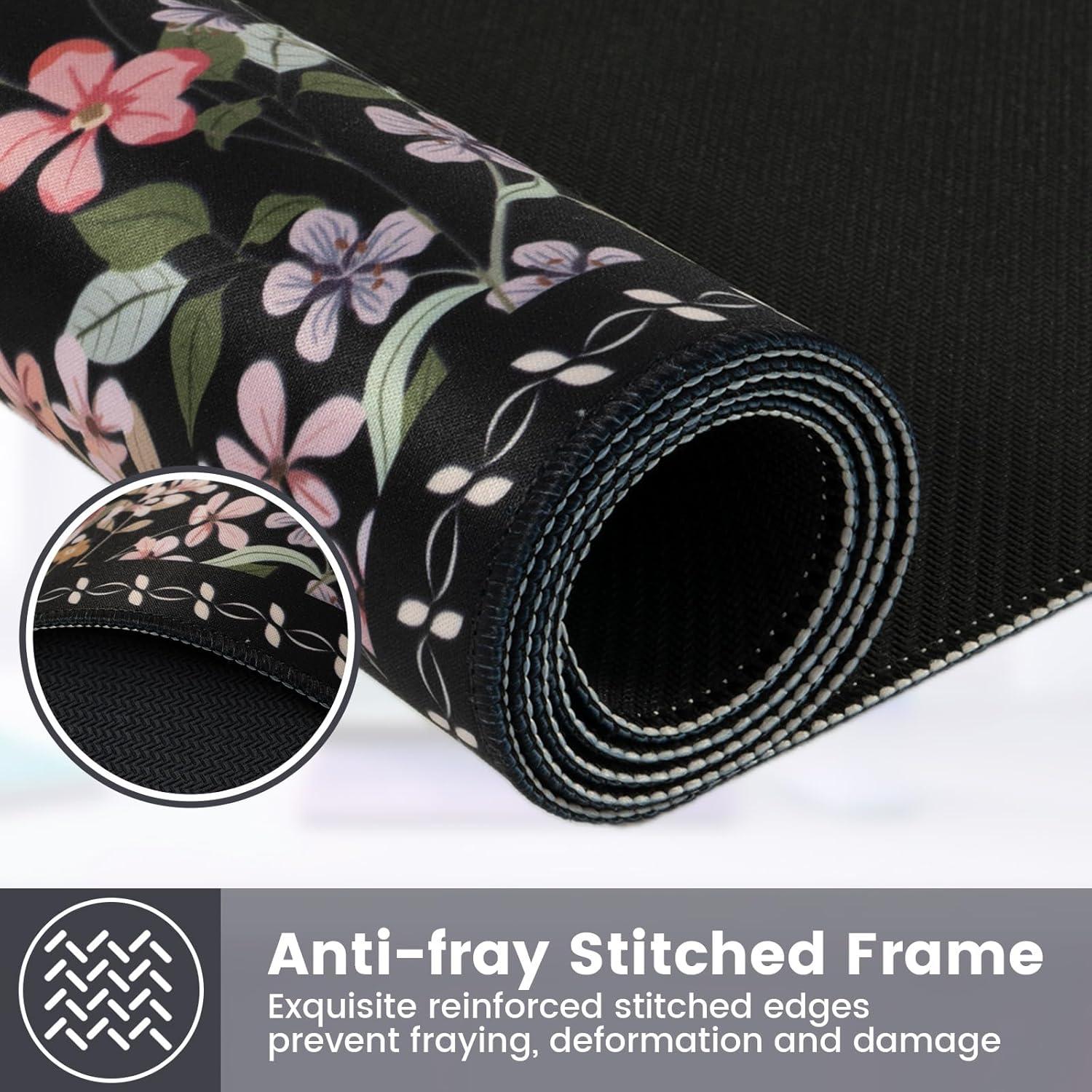 Alfombrilla de Escritorio HAOCOO Floral XXL 90x40cm Antideslizante