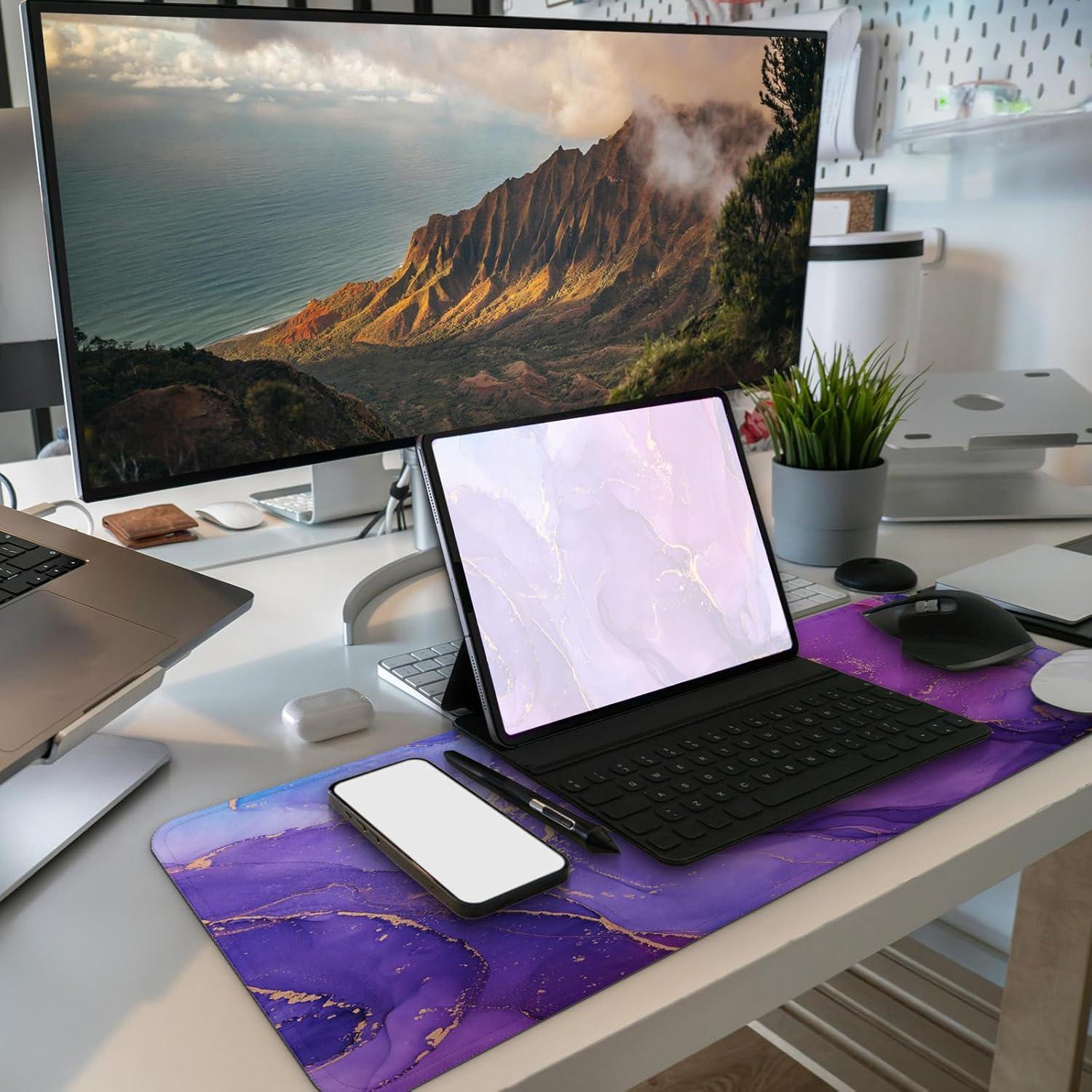 Alfombrilla de Ratón Gaming MAY FLOWER 800x300mm Mármol Púrpura