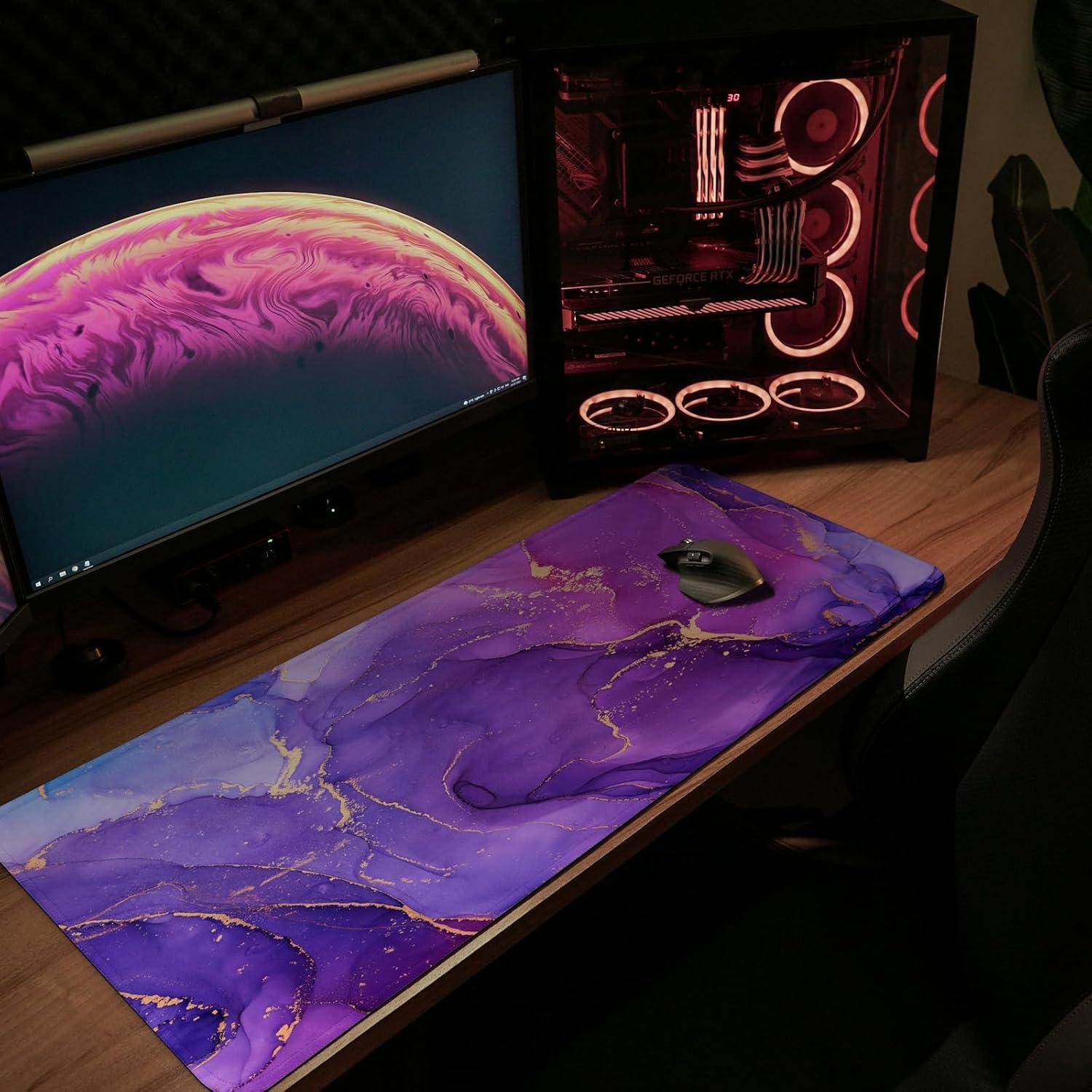 Alfombrilla de Ratón Gaming MAY FLOWER 800x300mm Mármol Púrpura