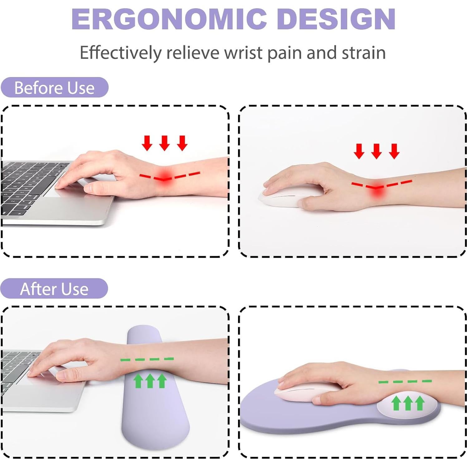 Alfombrilla Ergonómica G JGOO con Reposamuñecas Gel Púrpura