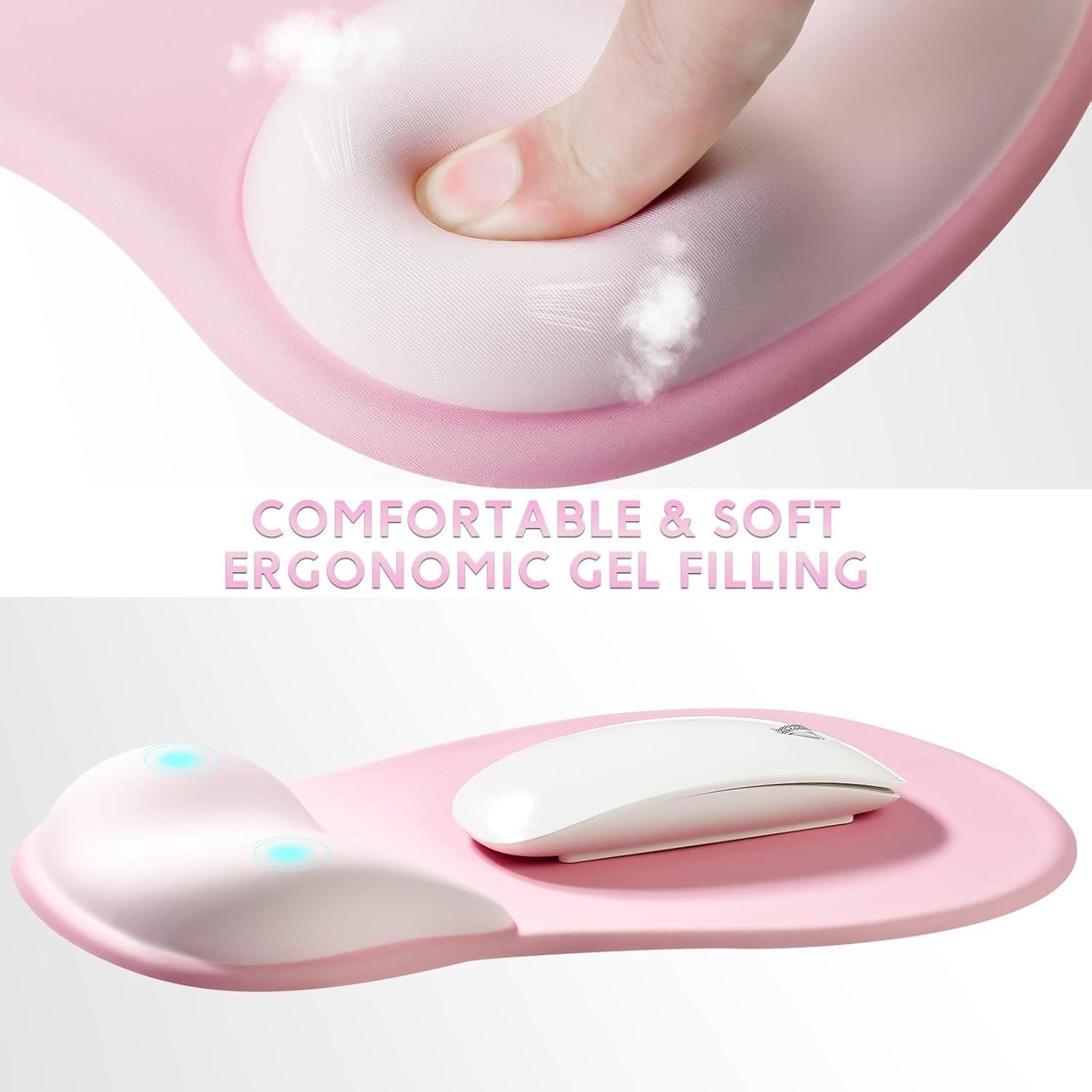 Almohadilla de Muñeca de Gel JIKIOU Ergonómica Rosa Puro