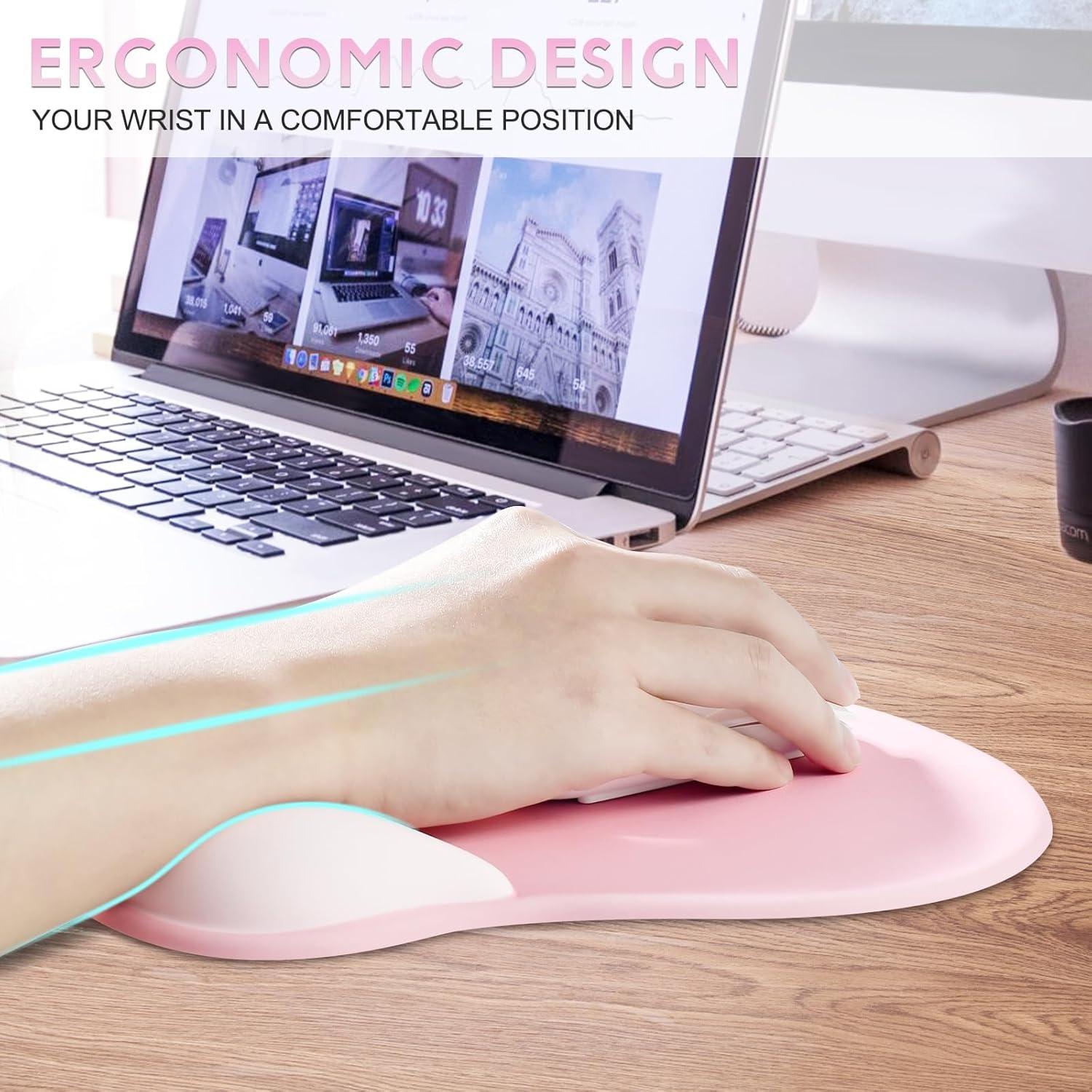 Almohadilla de Muñeca de Gel JIKIOU Ergonómica Rosa Puro