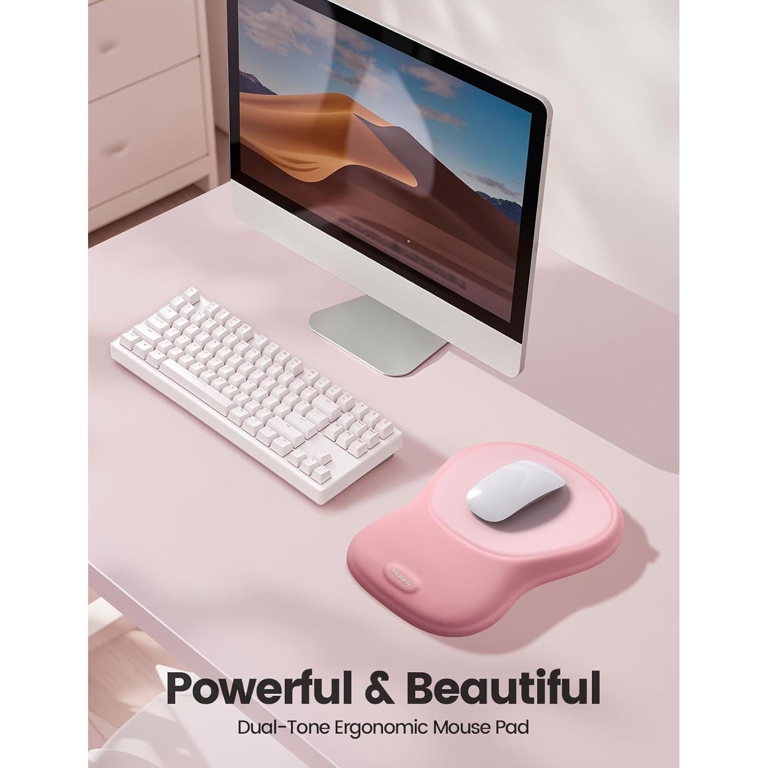 Mouse Pad Meatanty Rosa con Reposamuñecas Ergonómico 28.5x21cm