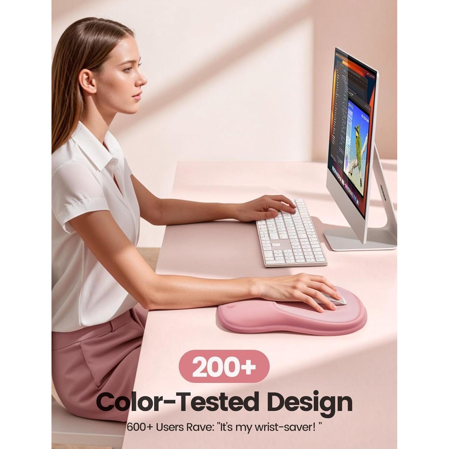 Mouse Pad Meatanty Rosa con Reposamuñecas Ergonómico 28.5x21cm