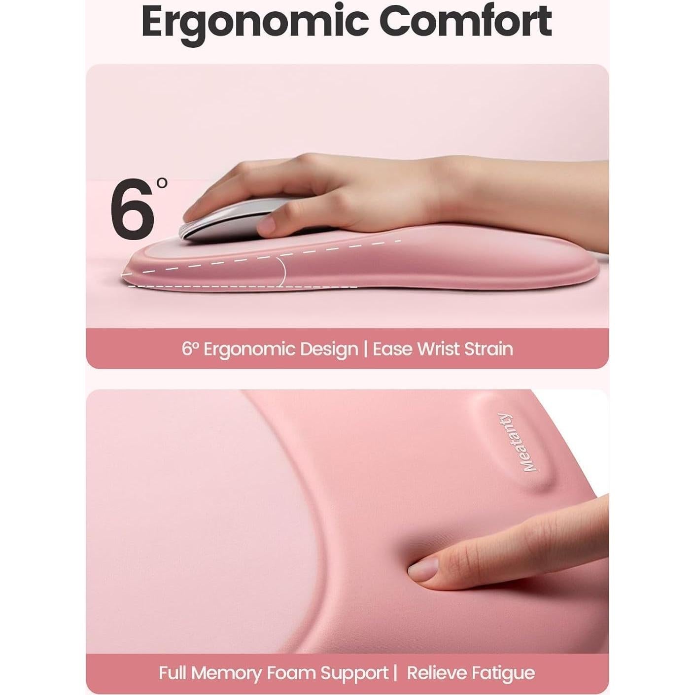 Mouse Pad Meatanty Rosa con Reposamuñecas Ergonómico 28.5x21cm