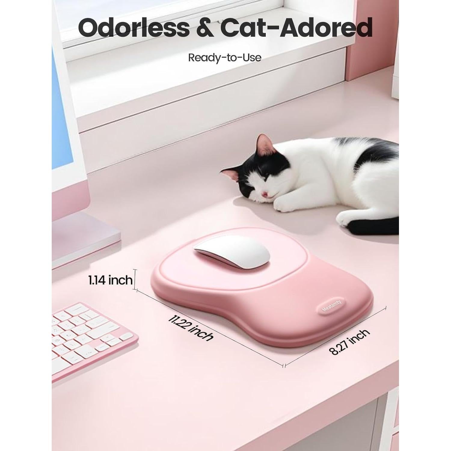 Mouse Pad Meatanty Rosa con Reposamuñecas Ergonómico 28.5x21cm