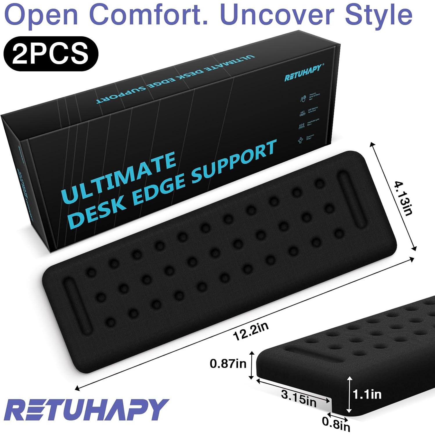 Cojín de Borde Ergonómico Retuhapy para Escritorio Negro - 2 Piezas