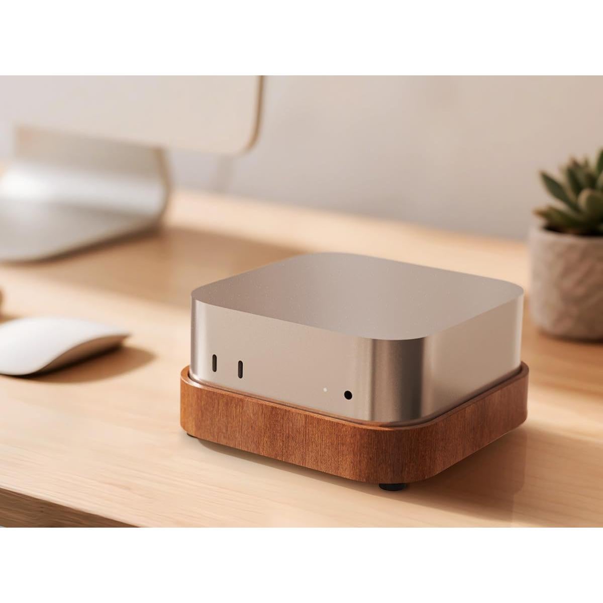Soporte de Madera para Mac Mini 4 con Acceso al Botón de Encendido