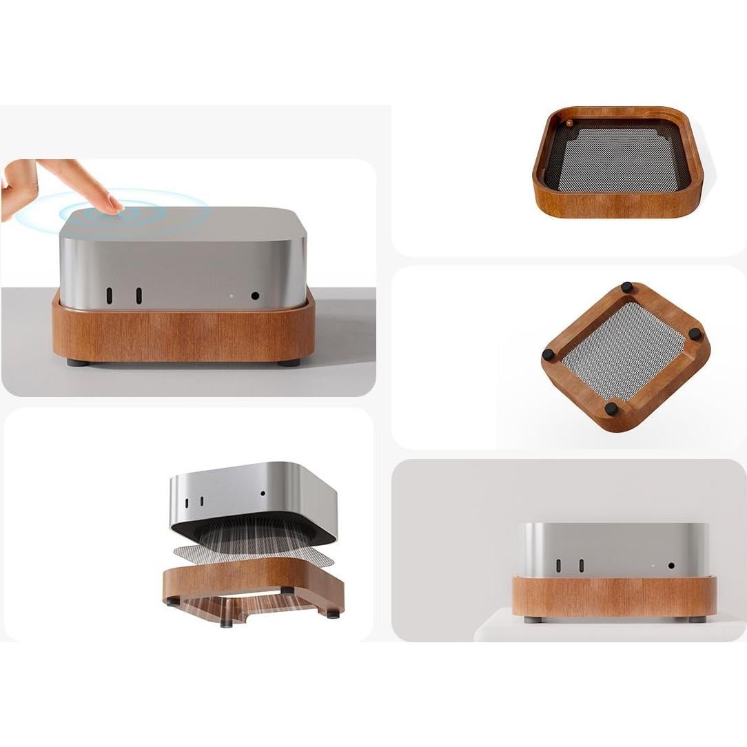 Soporte de Madera para Mac Mini 4 con Acceso al Botón de Encendido