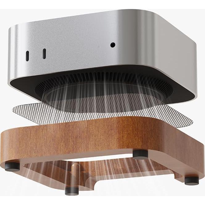 Soporte de Madera para Mac Mini 4 con Acceso al Botón de Encendido