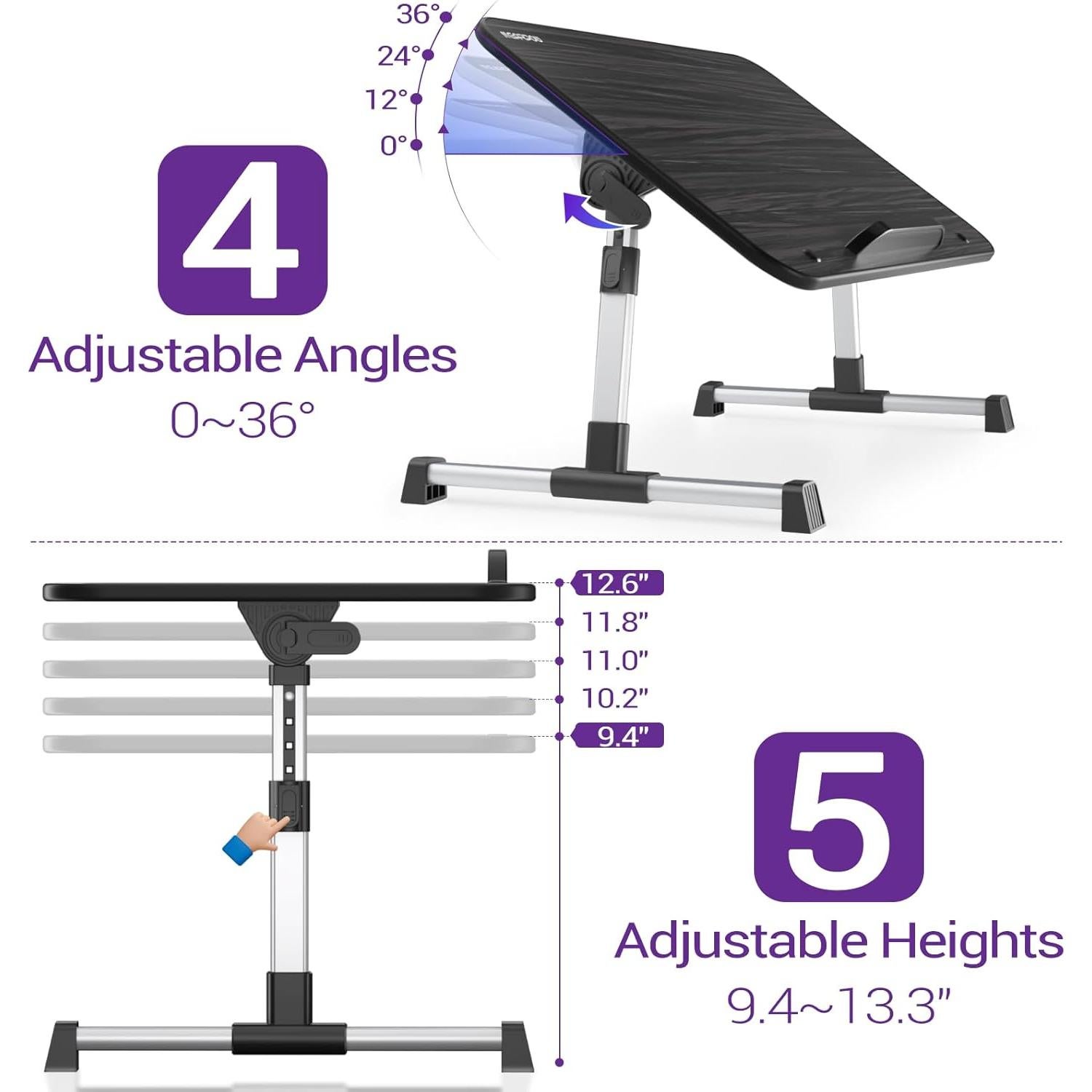 Mesa de cama para laptop NEARPOW, ajustable y portátil