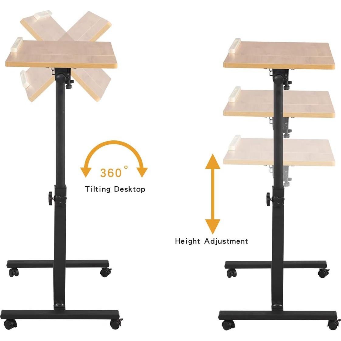 Escritorio Móvil TigerDad 0203 Ajustable para Laptop con Ruedas