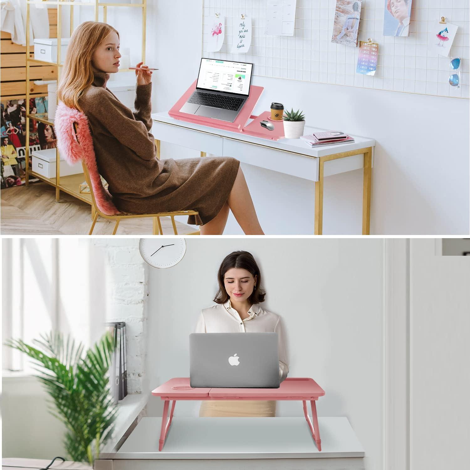 Escritorio Plegable para Laptop EYdoter Rosa 55.88x33.02 cm
