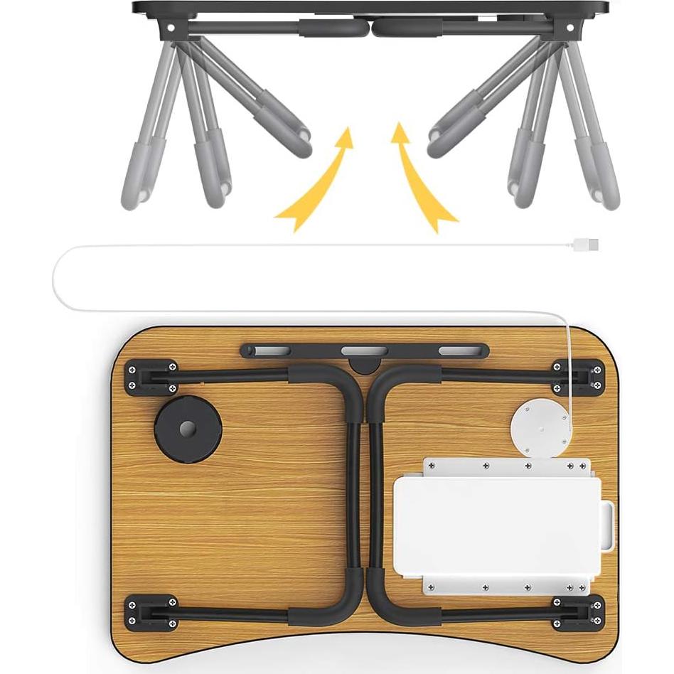 Escritorio Plegable Elekin para Laptop con USB y Soporte para Taza