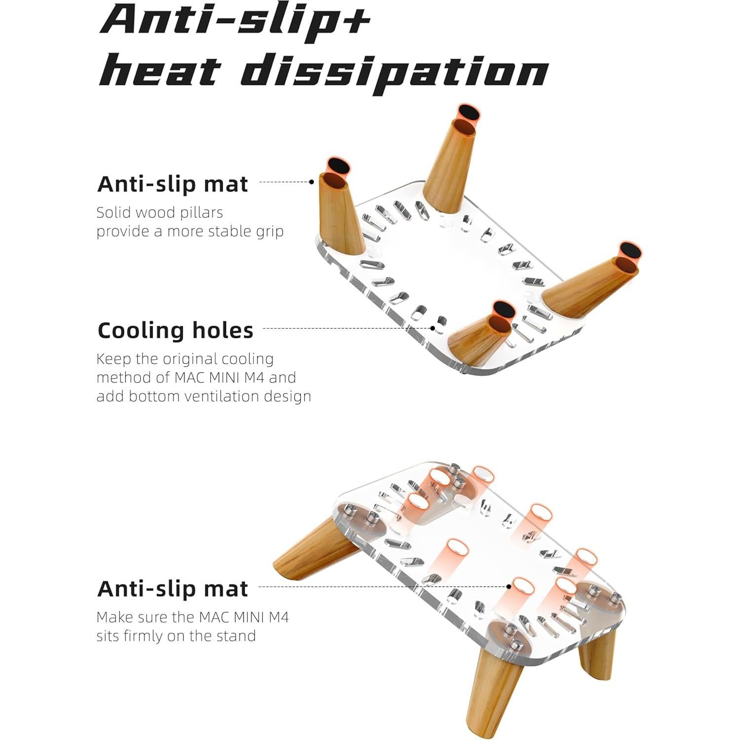 Soporte Vertical de Madera AODUKE para Mac Mini M4 2024