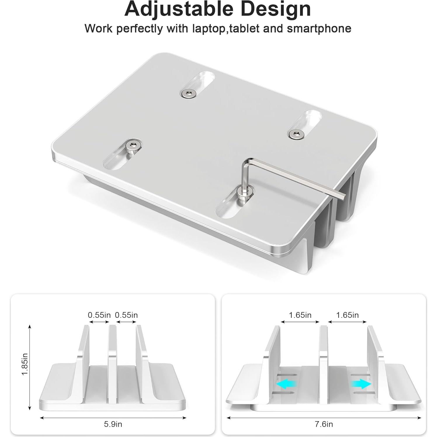 Soporte Vertical Ajustable para Laptop BULL-TECH Plata 17.3"