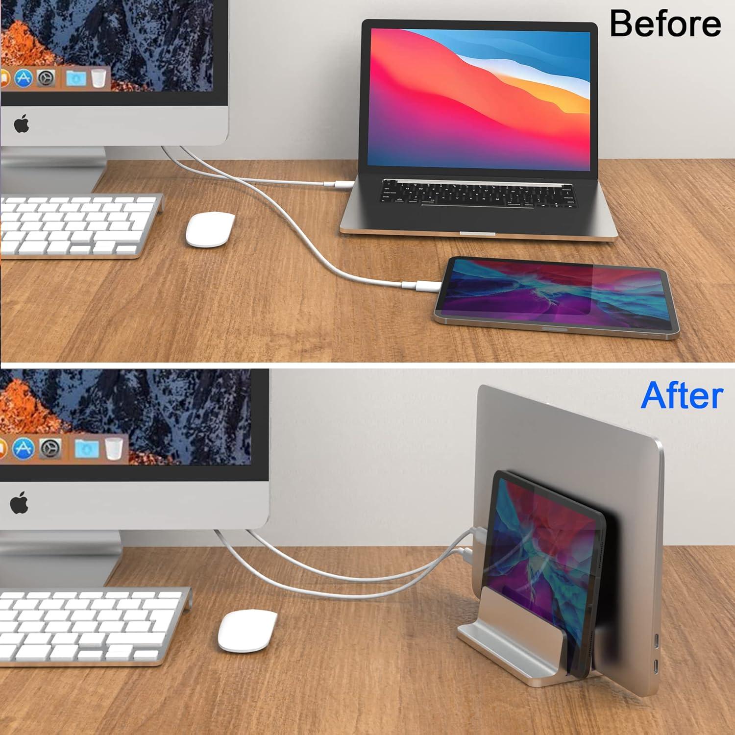 Soporte Vertical Ajustable para Laptop BULL-TECH Plata 17.3"