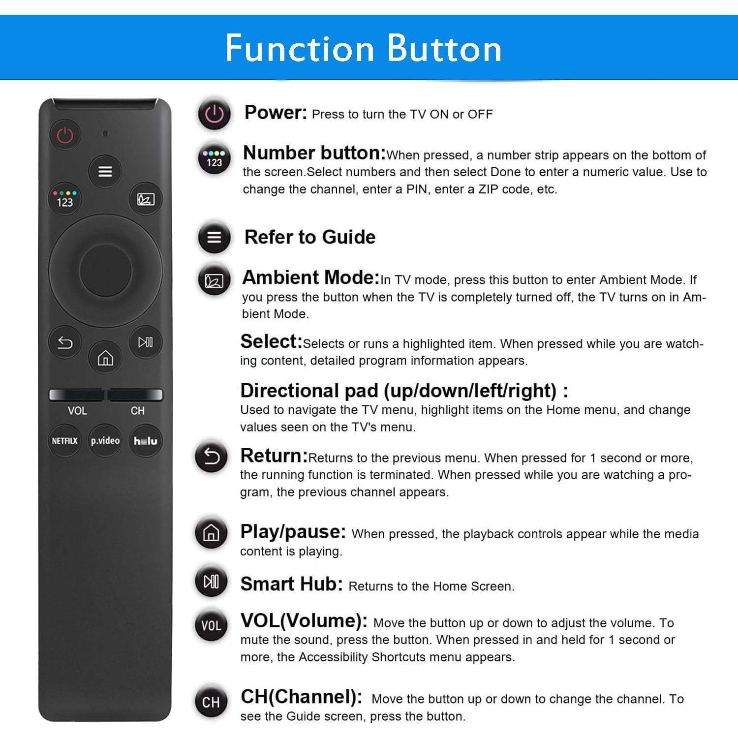 Control Remoto Universal Samsung Smart 4K 8K con Acceso Directo