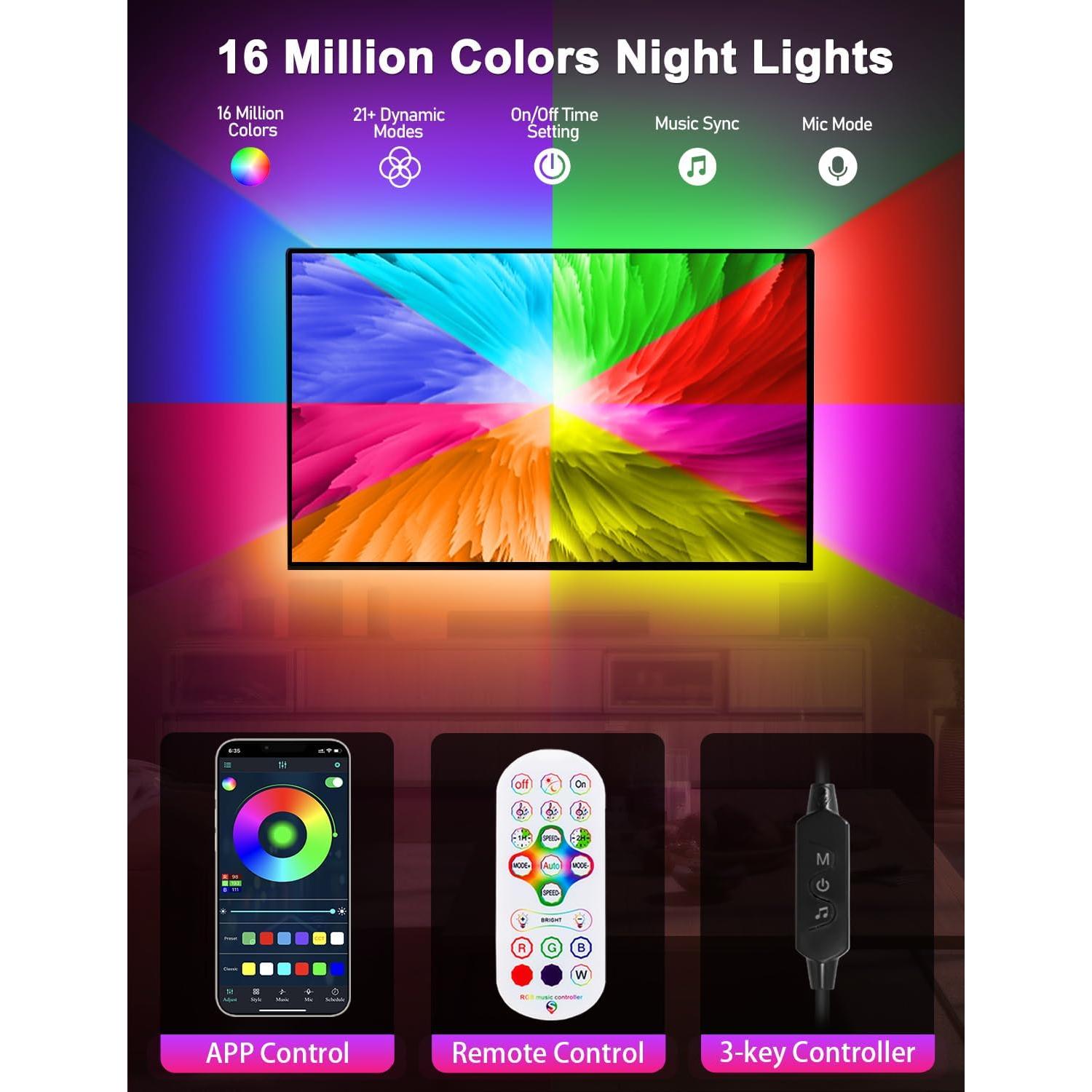 Luces LED HORYLIT 5m para TV 55-70" Multicolor con APP