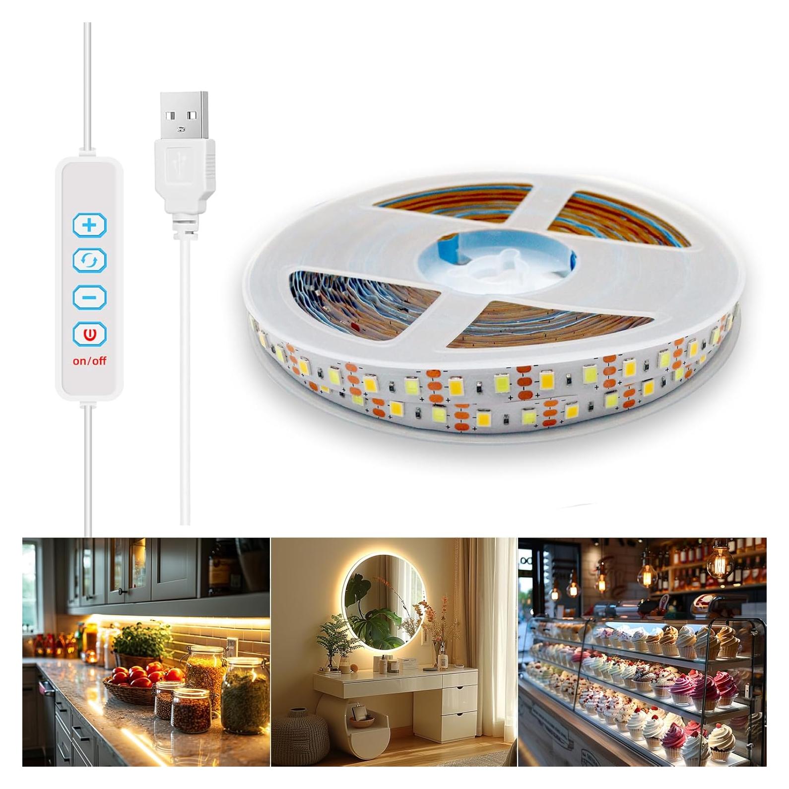 Tira de luz LED USB 5V 1m WMSDGZAI con 3 temperaturas de color