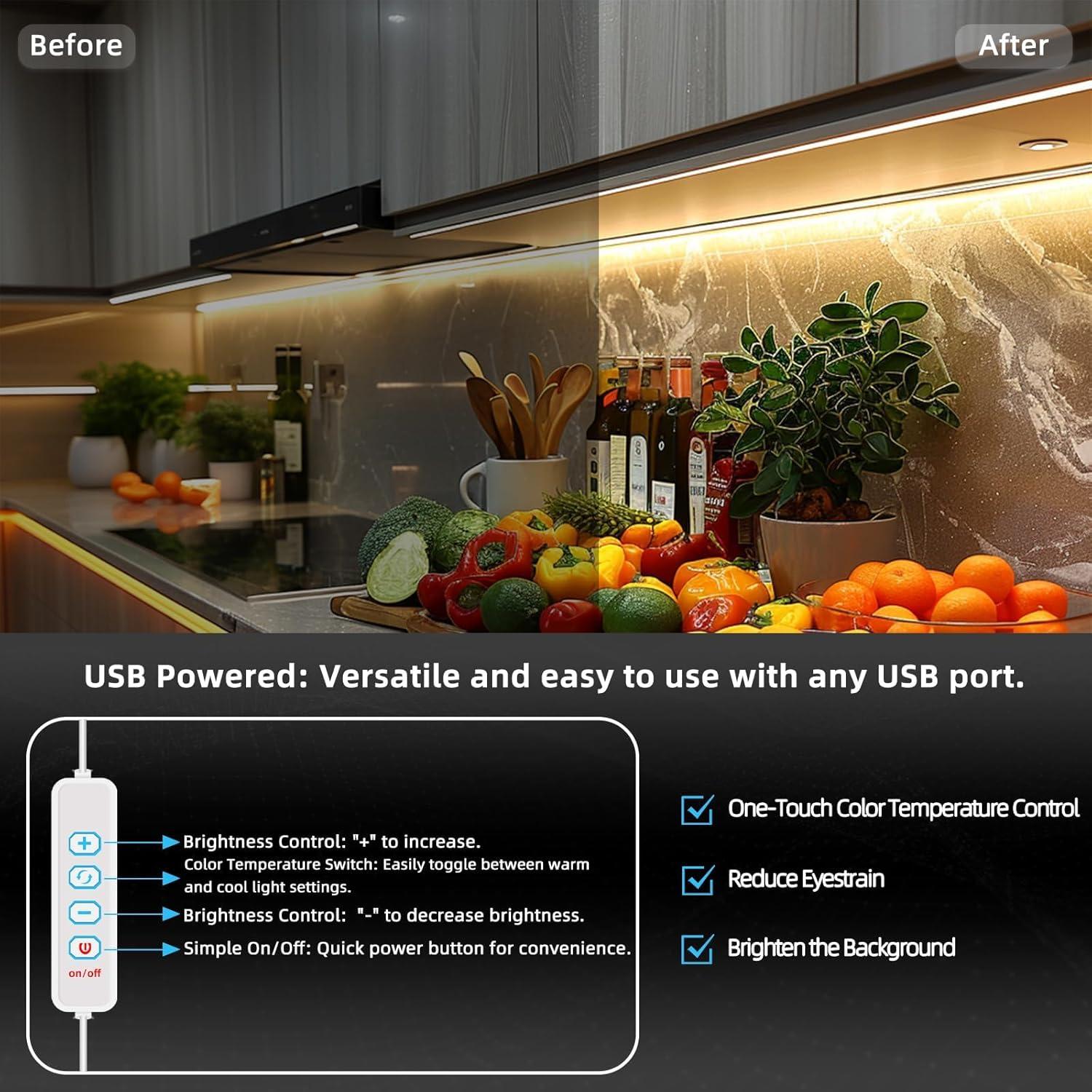 Tira de luz LED USB 5V 1m WMSDGZAI con 3 temperaturas de color