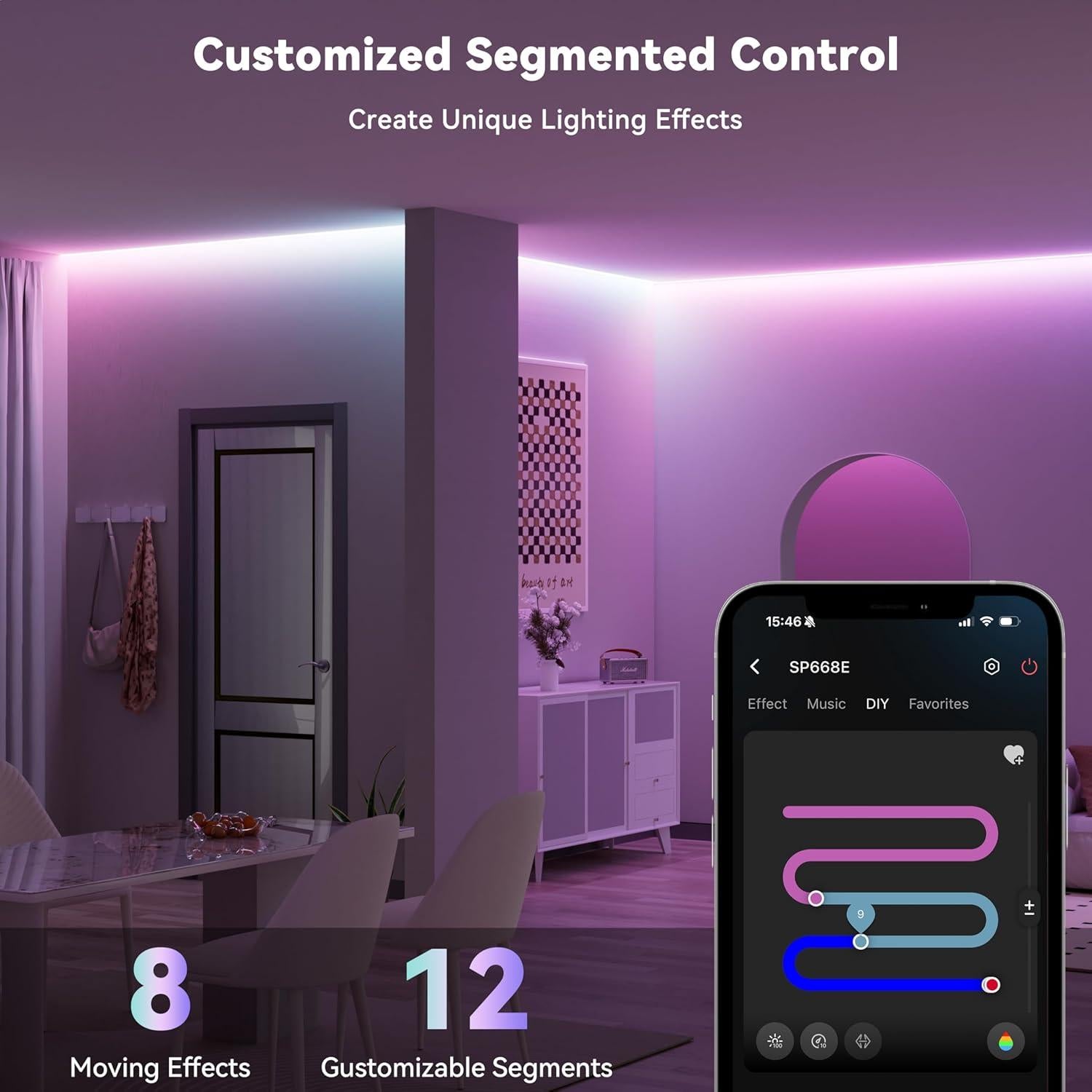 Tira LED COB RGB MIWISE 3m con control APP y música