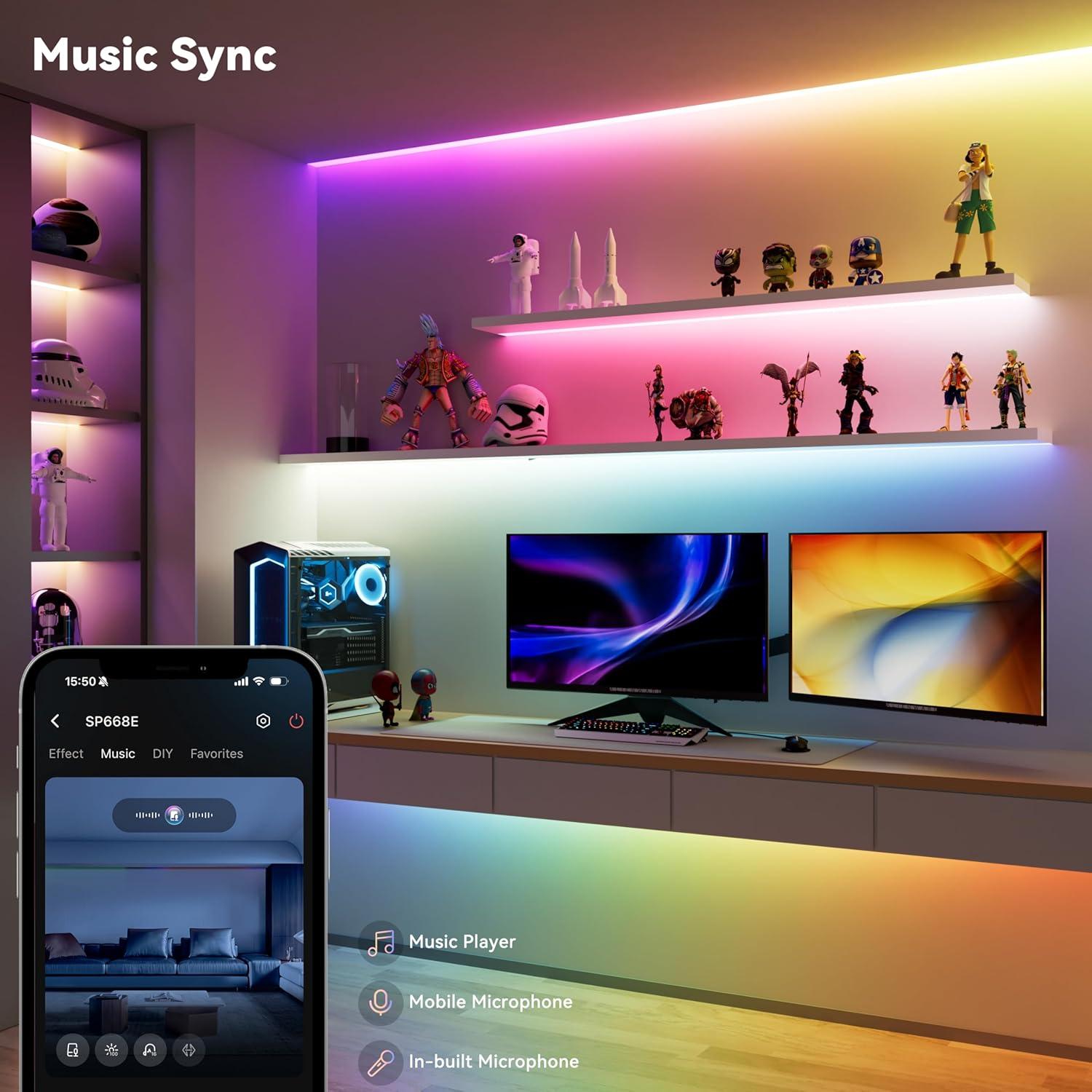 Tira LED COB RGB MIWISE 3m con control APP y música