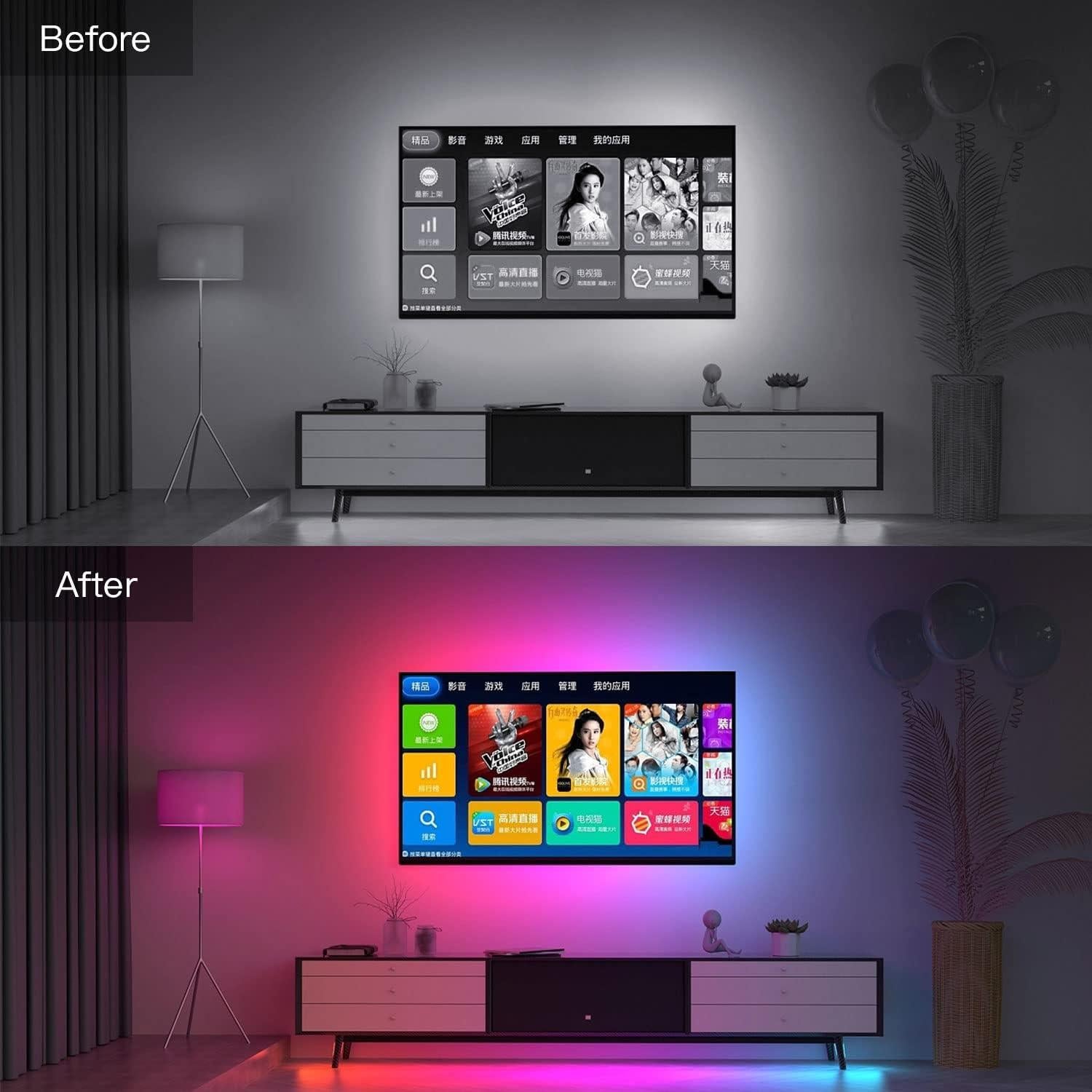 Fondo LED para TV AIYATO 75-85" RGBIC WiFi Sincronización Sonido