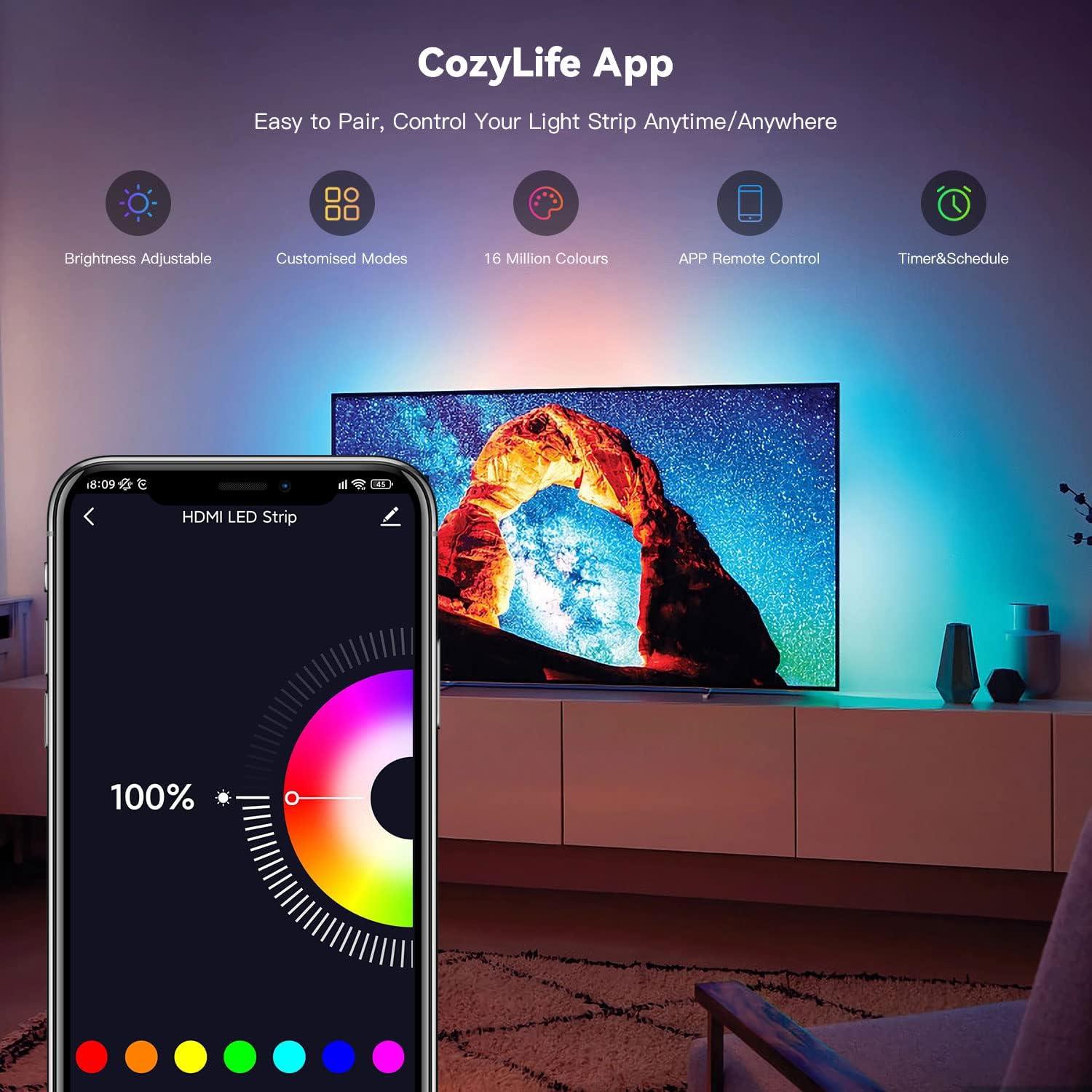 Fondo LED para TV AIYATO 75-85" RGBIC WiFi Sincronización Sonido