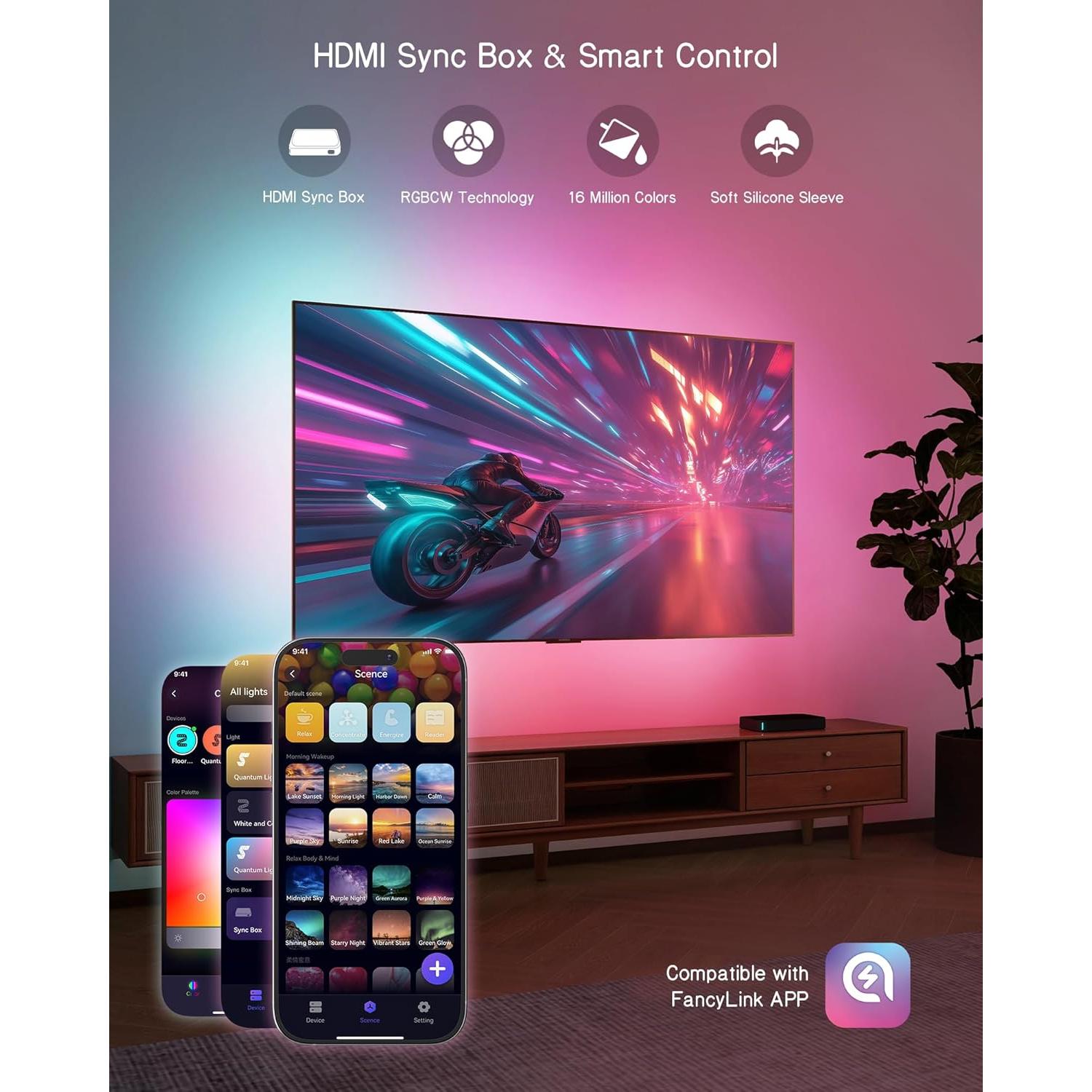 Fondo de TV LED RGBICCW BWEETECH 65" 4K HDMI 2.0