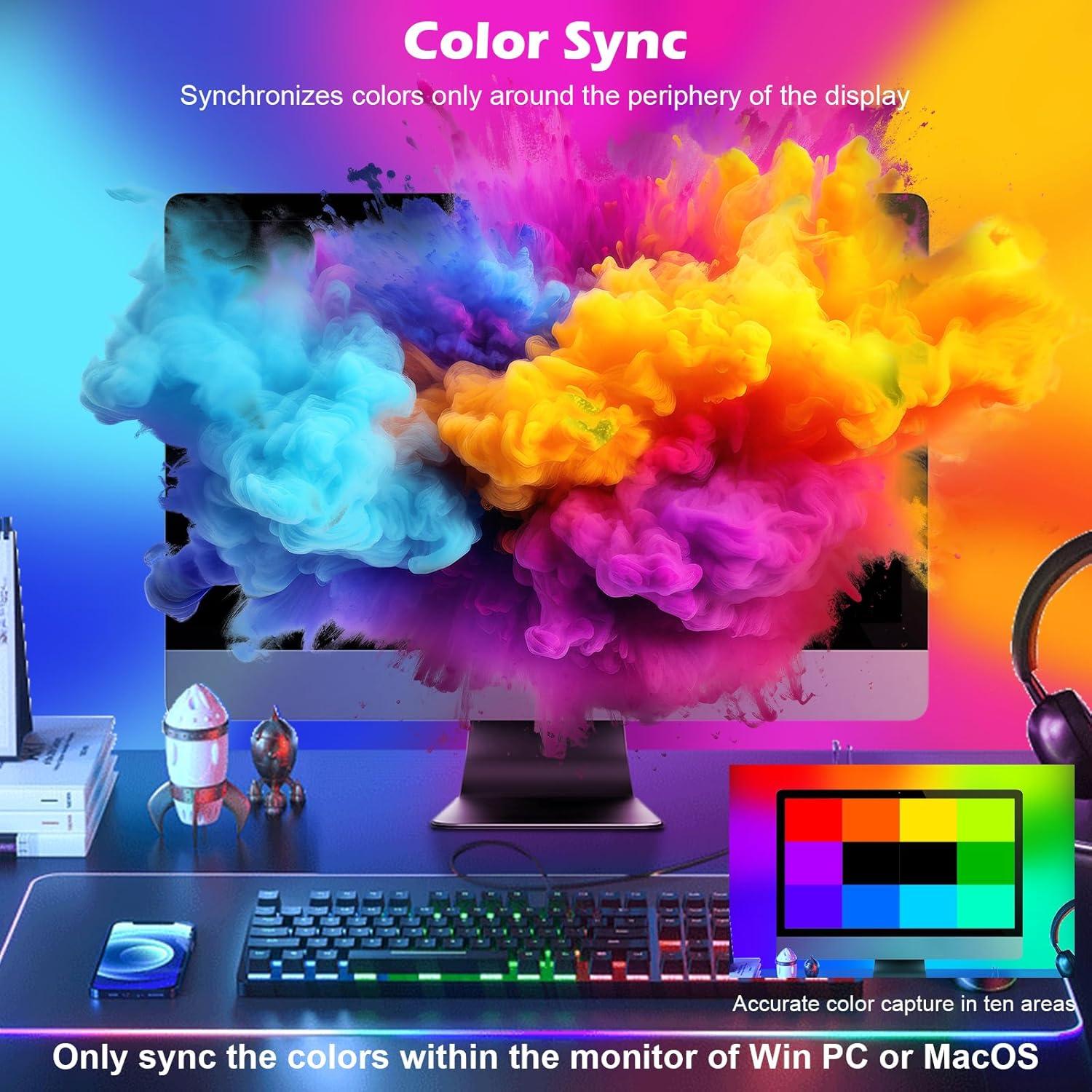 Tira LED de 1.68m para Monitor de 27" - Sincronización de Color