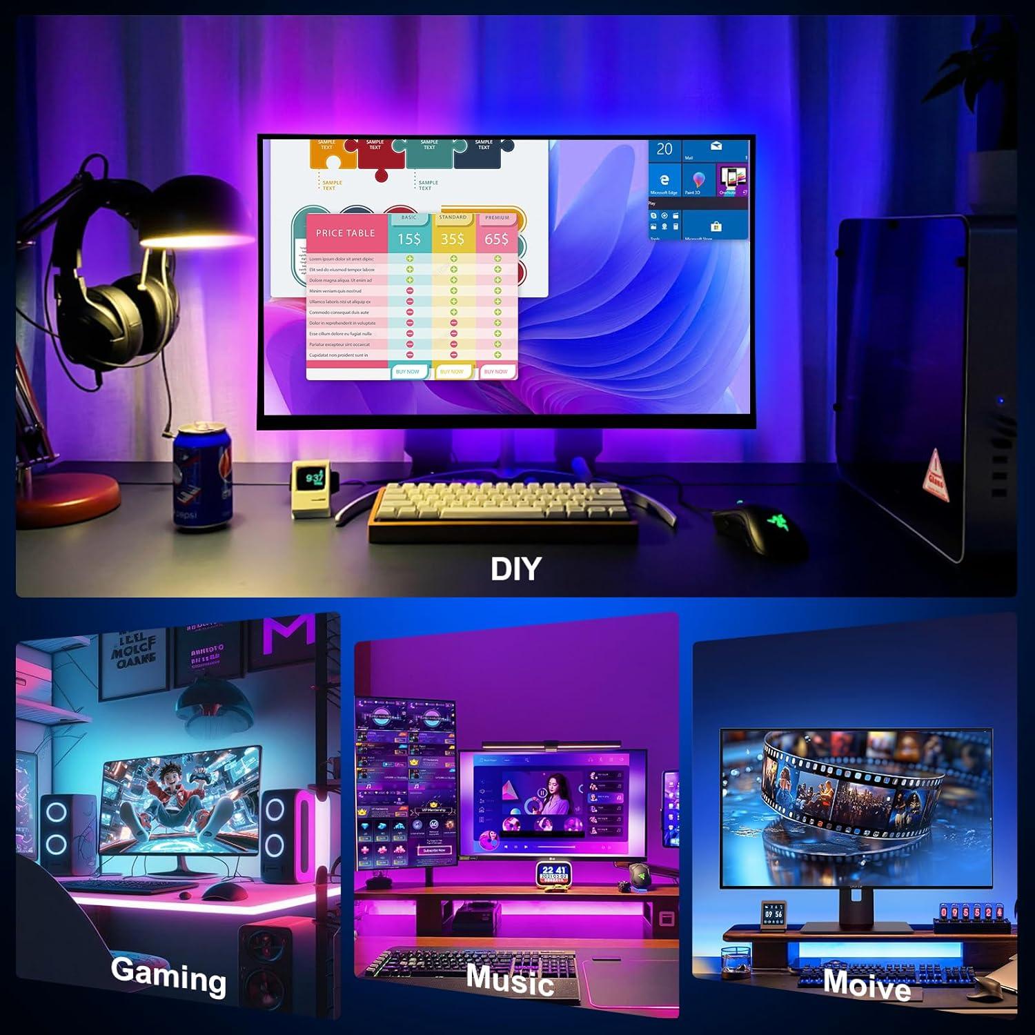 Tira LED de 1.68m para Monitor de 27" - Sincronización de Color