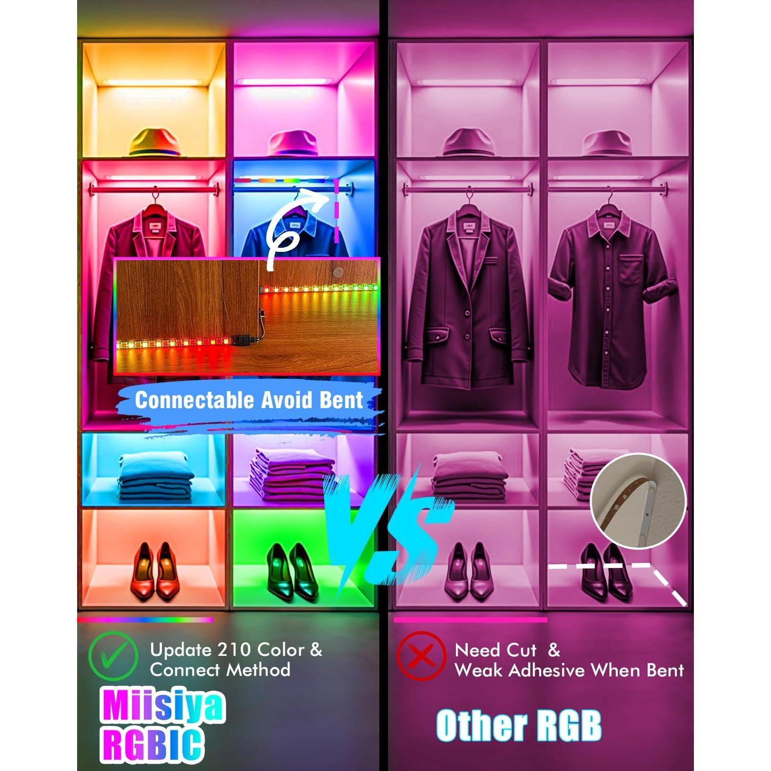 Tiras de luz LED RGB Miisiya con control remoto y 213 modos