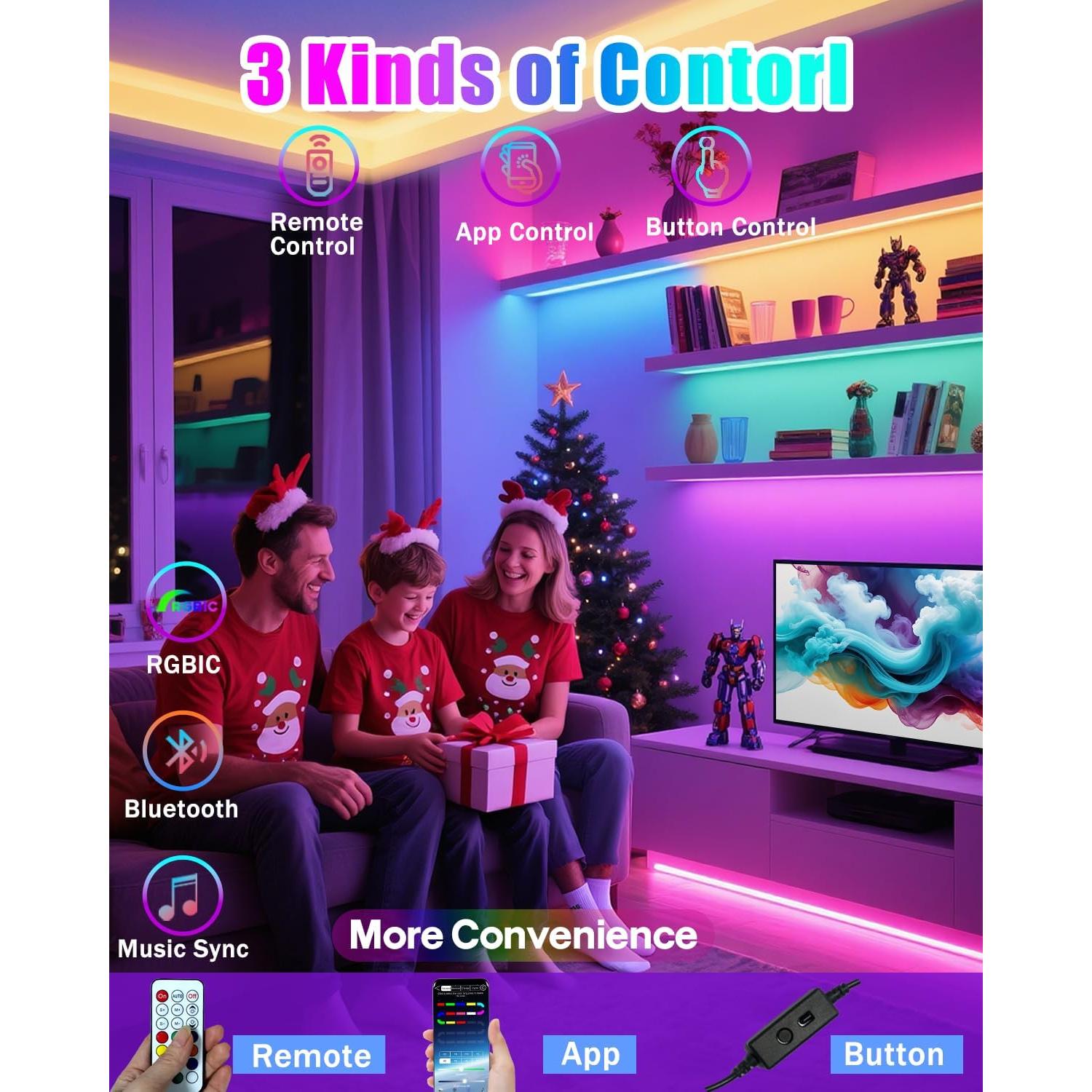 Tiras de luz LED RGB Miisiya con control remoto y 213 modos