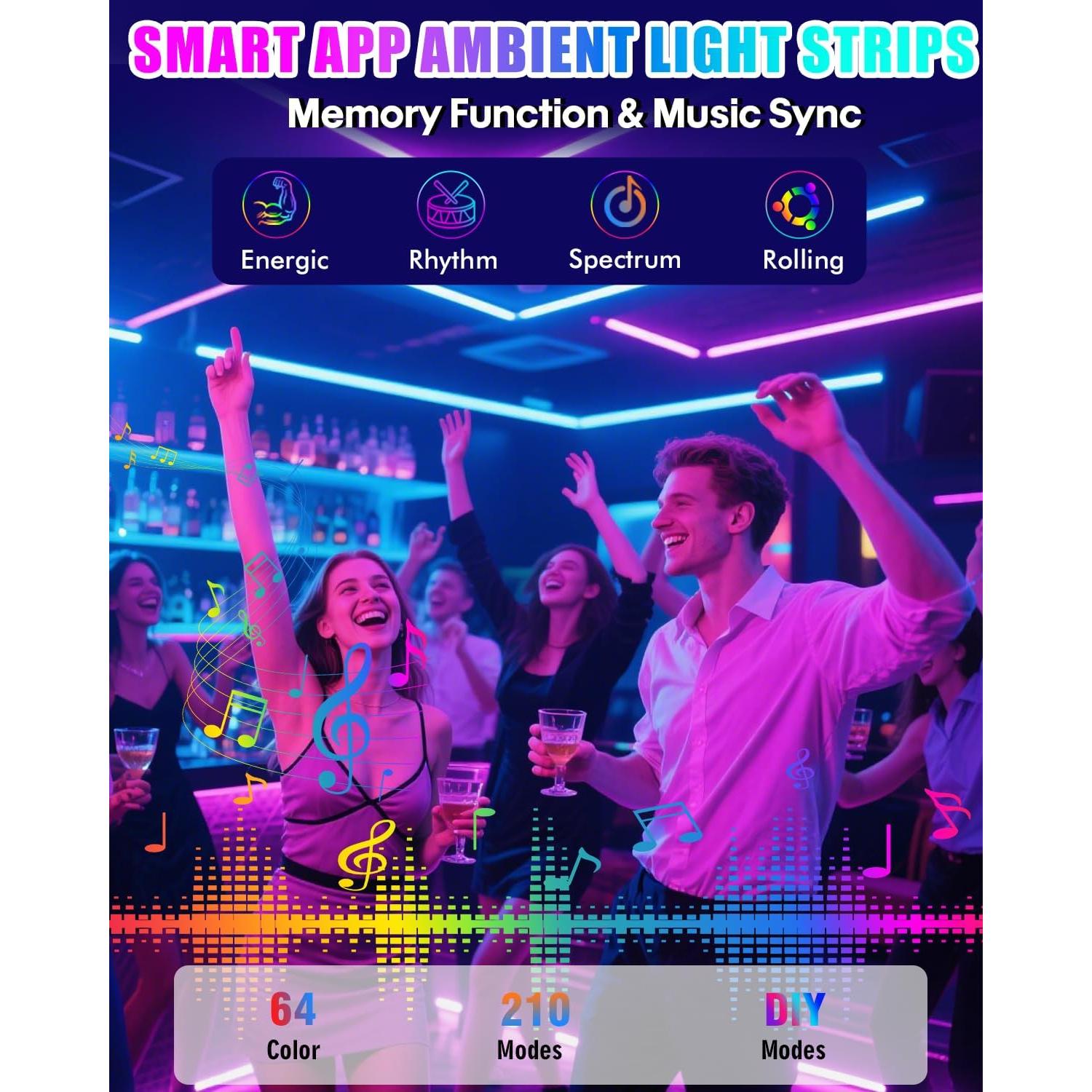 Tiras de luz LED RGB Miisiya con control remoto y 213 modos