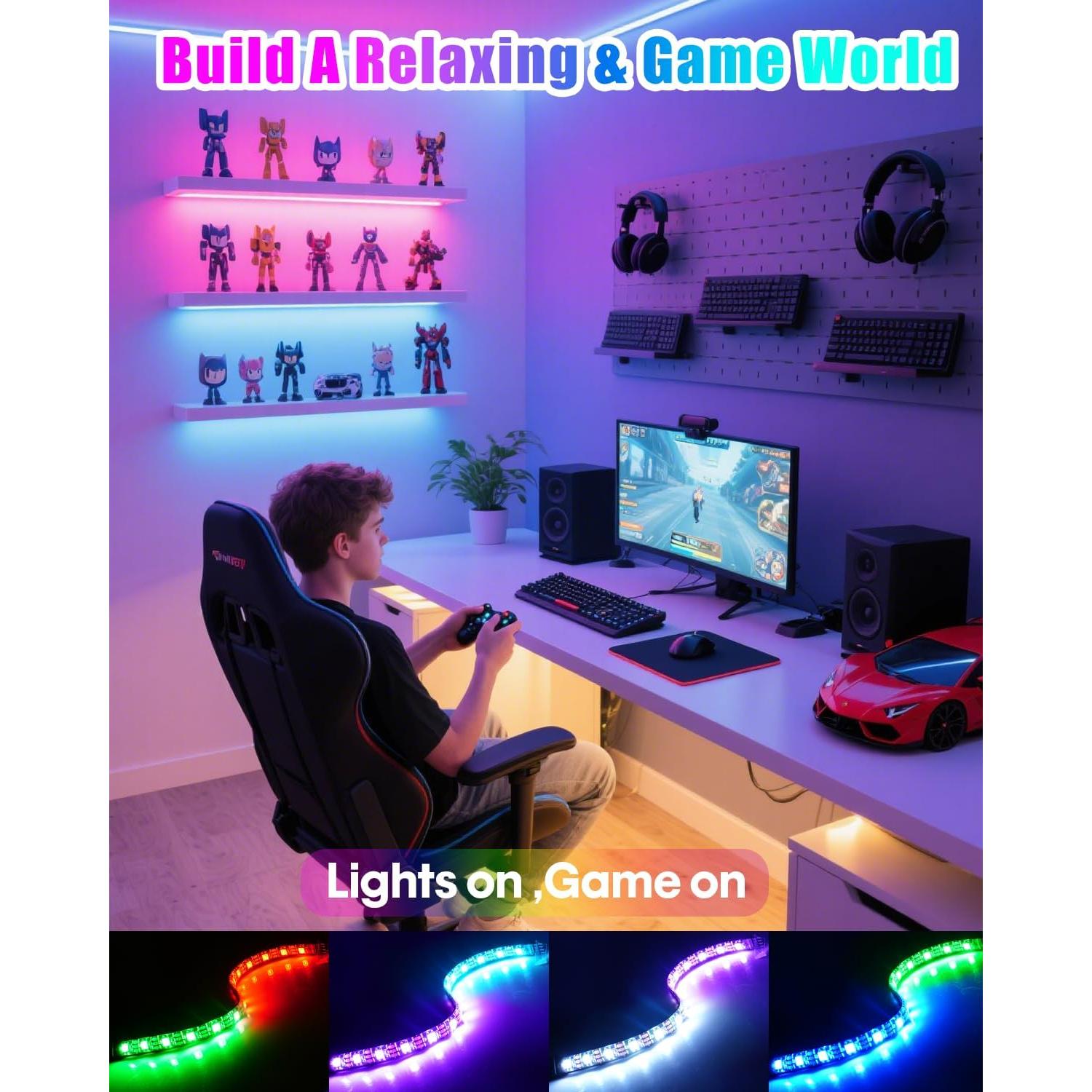 Tiras de luz LED RGB Miisiya con control remoto y 213 modos