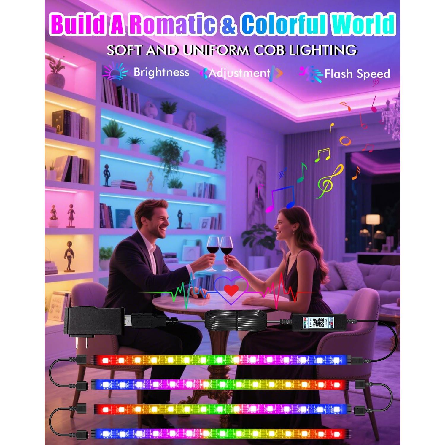 Tiras de luz LED RGB Miisiya con control remoto y 213 modos