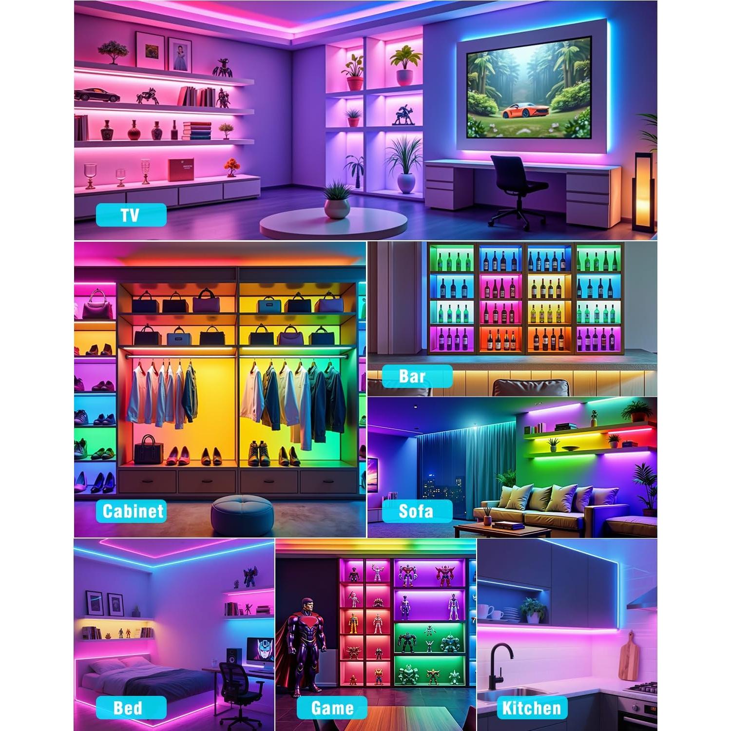 Tiras de luz LED RGB Miisiya con control remoto y 213 modos