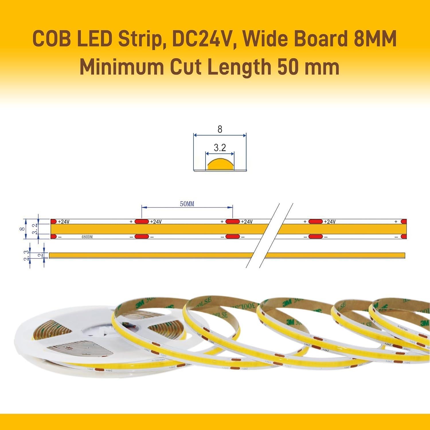 Tira LED COB 3m 2700K Pandery con control remoto y APP