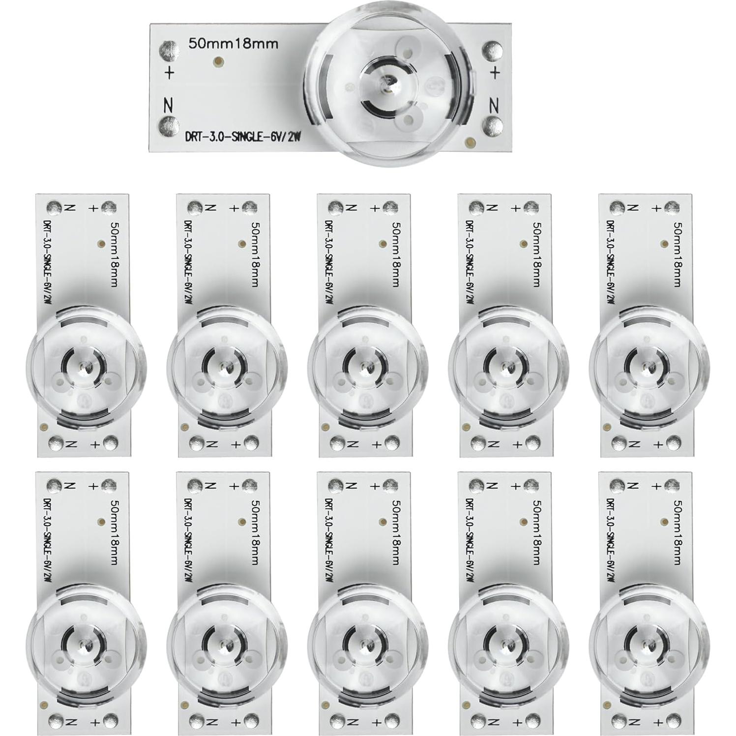 Repuesto tira retroiluminación LED GuuYebe 6V 10PCS 50x18mm