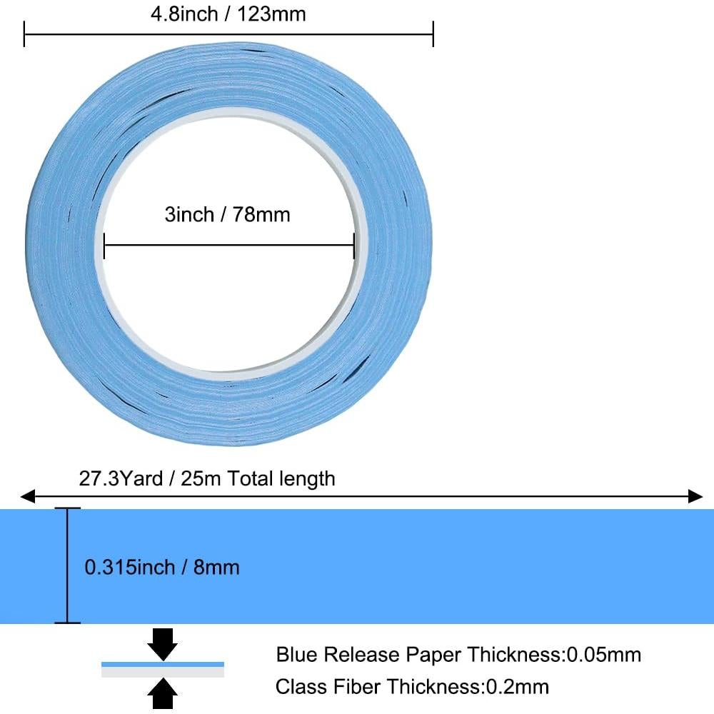 Cinta Adhesiva Doble Cara GuuYebe 25m x 8mm Aislante Térmica