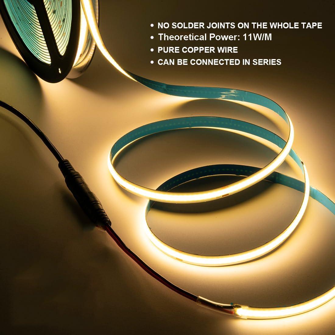 Cinta LED COB Blanca Cálida 3000K 10m 480LEDs/m DC24V