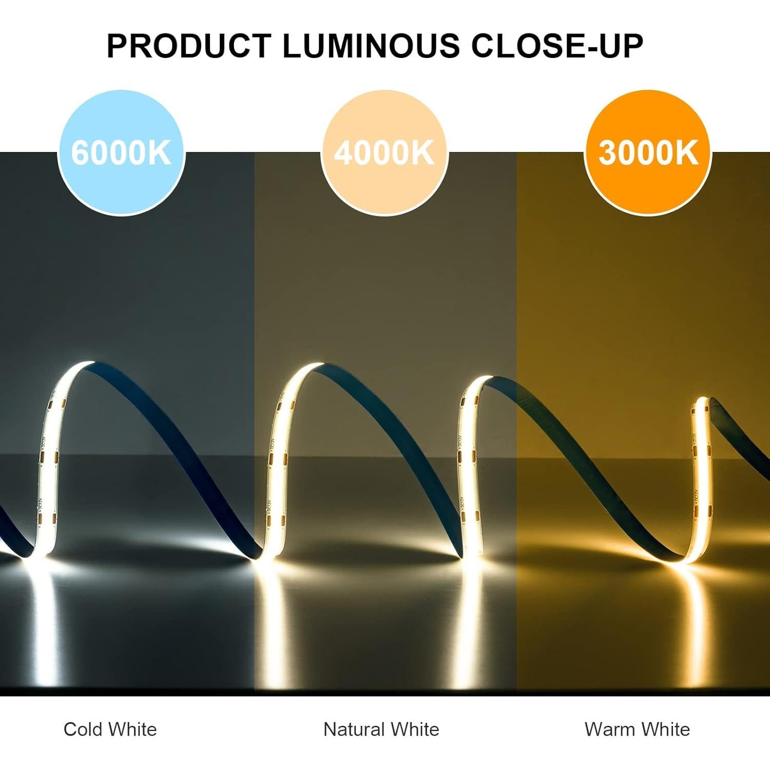 Cinta LED COB Blanca Cálida 3000K 10m 480LEDs/m DC24V