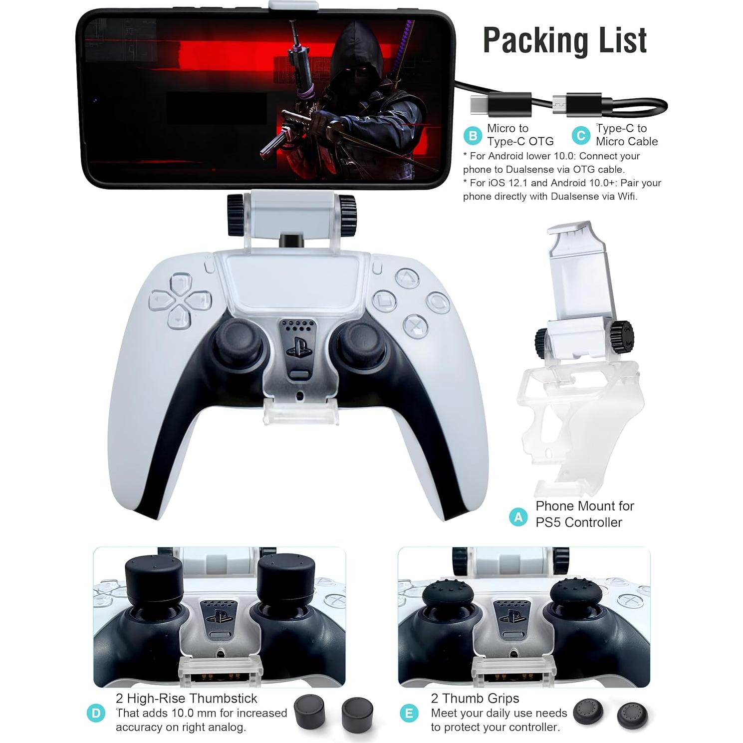 Soporte para Teléfono Joso para Controlador PS5 - Ajustable